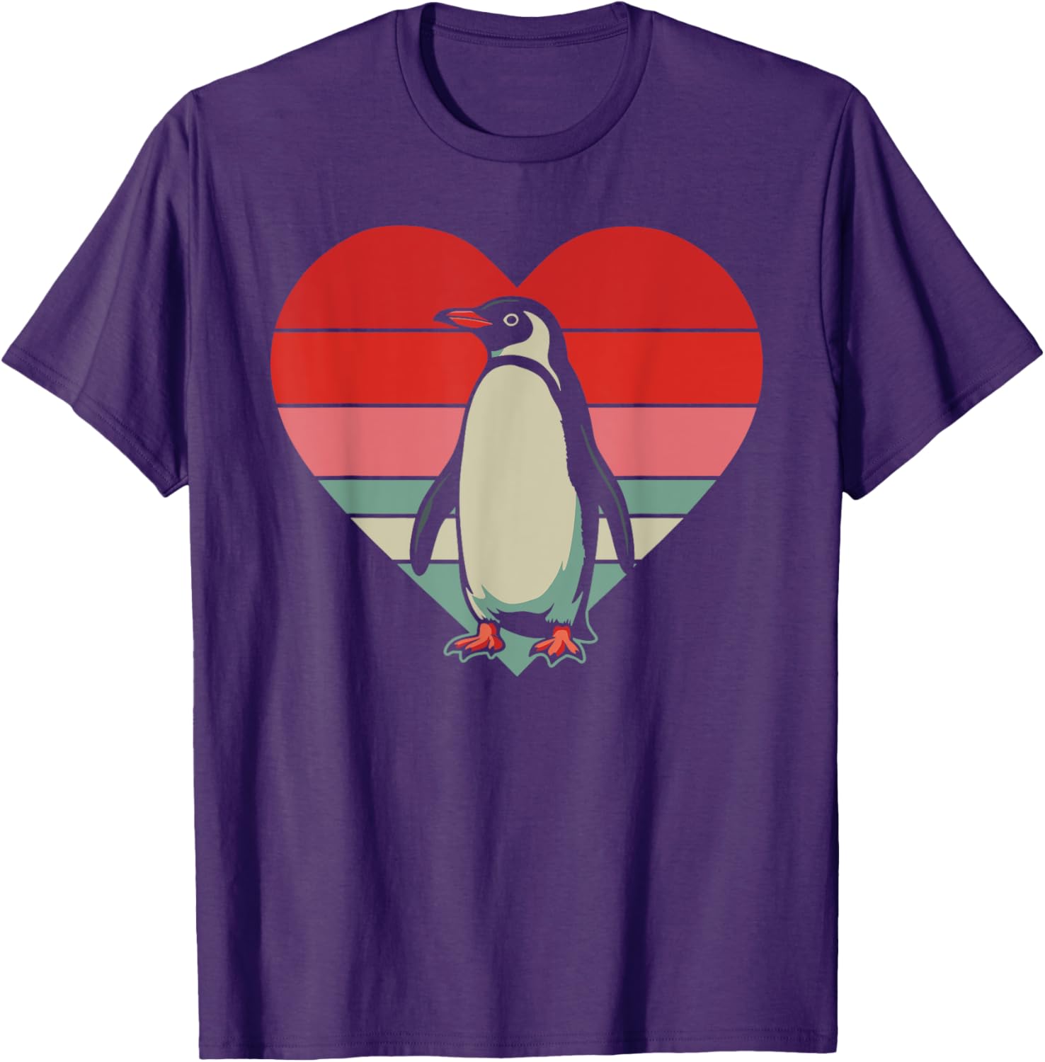 Retro Penguin Heart Vintage Valentine T-Shirt for Family Fun - 1