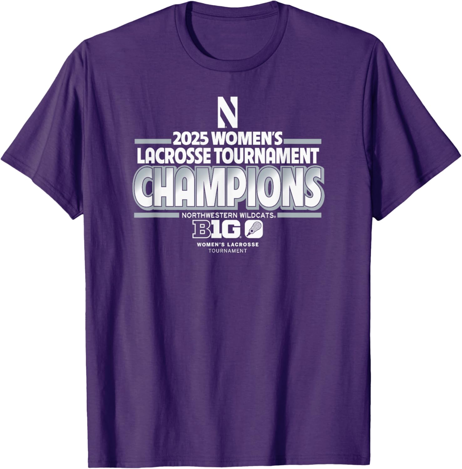 Northwestern Wildcats Women's Lacrosse Big Ten Champs 2025 T-Shirt - 1
