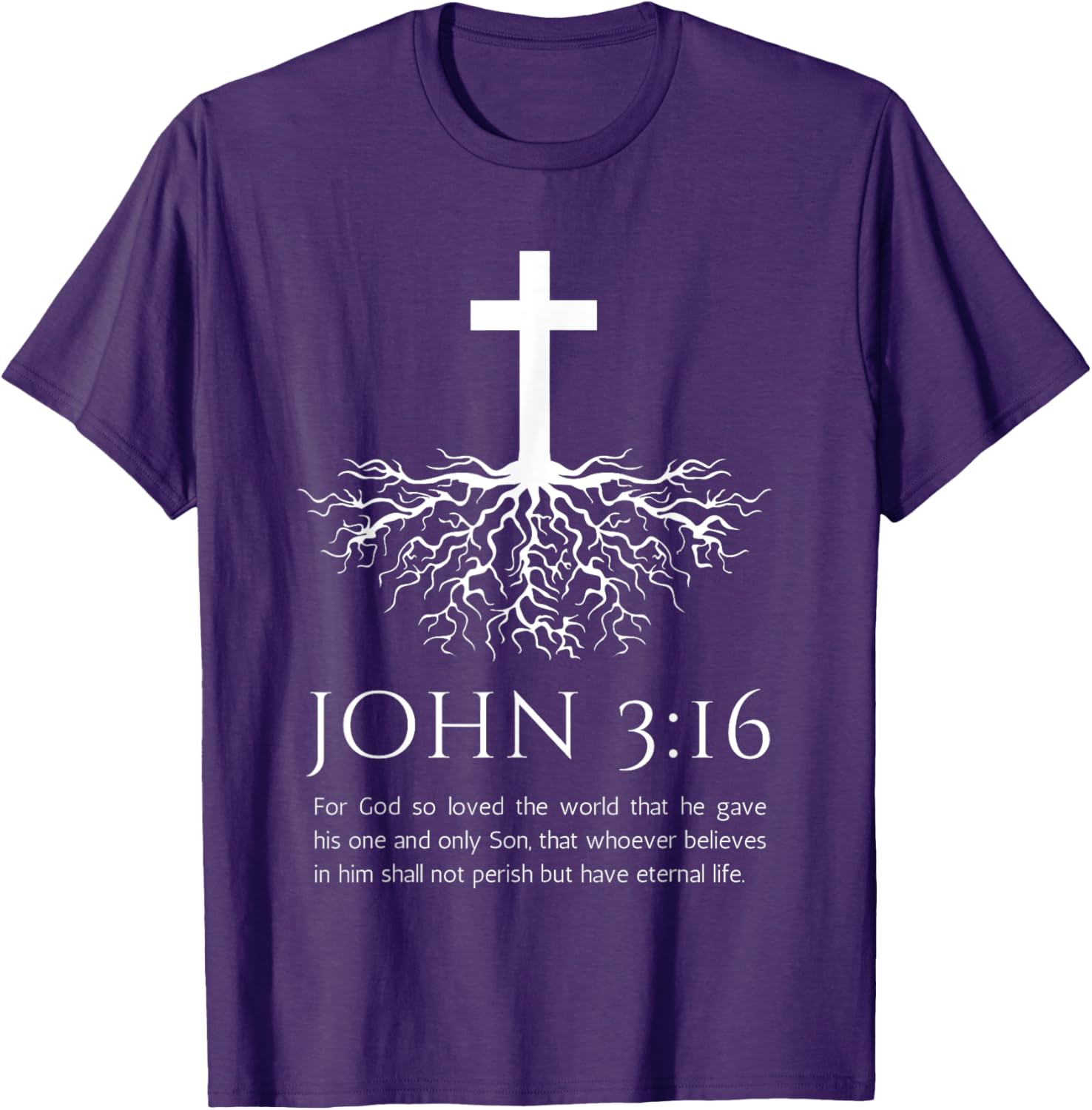 John 3:16 Jesus Cross T-Shirt with Tree Design - Christian Faith Apparel - 4