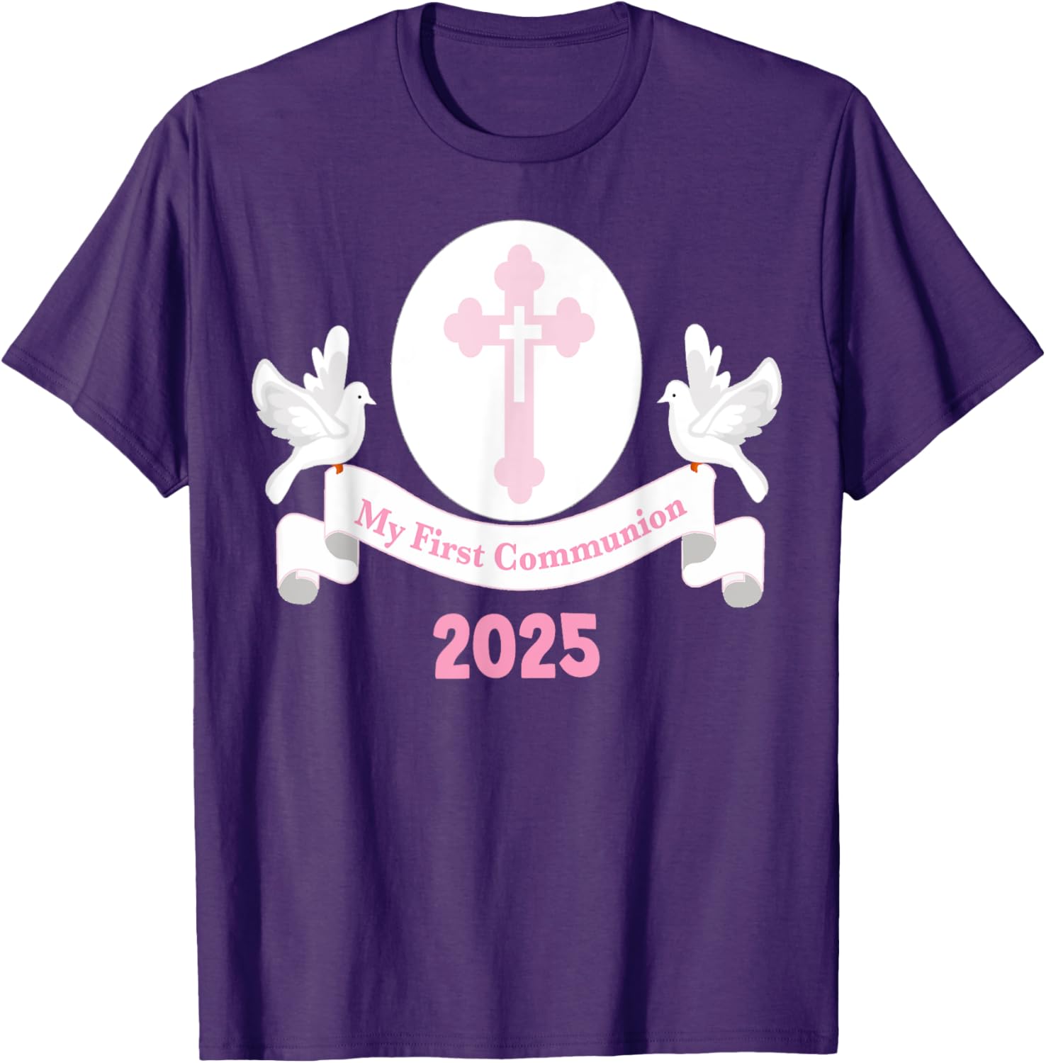 First Communion Girls Pink Cross T-Shirt for Daughter or Niece 2025 - 5