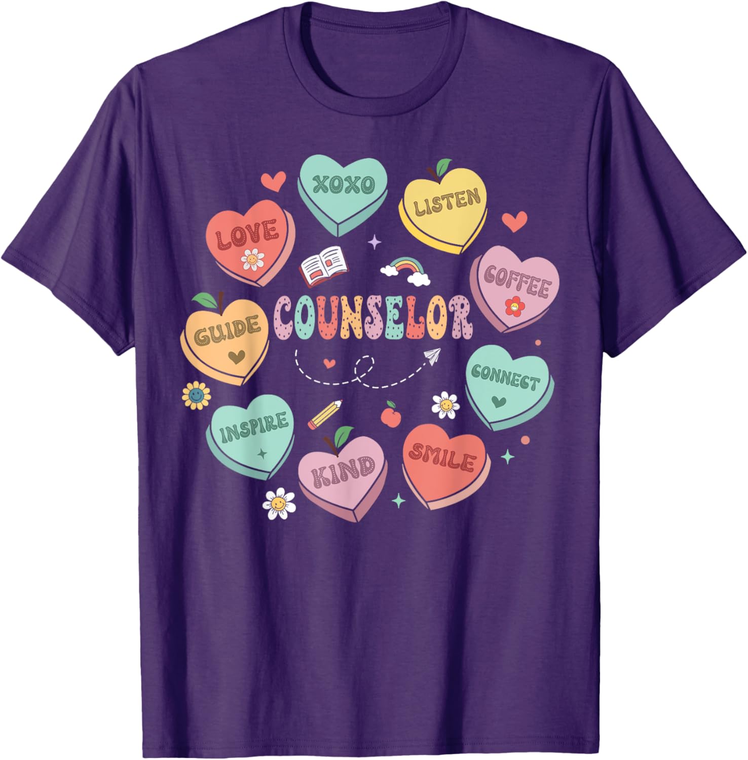 School Counselor Valentine's Day Conversation Hearts T-Shirt for Fun Celebrations - 2