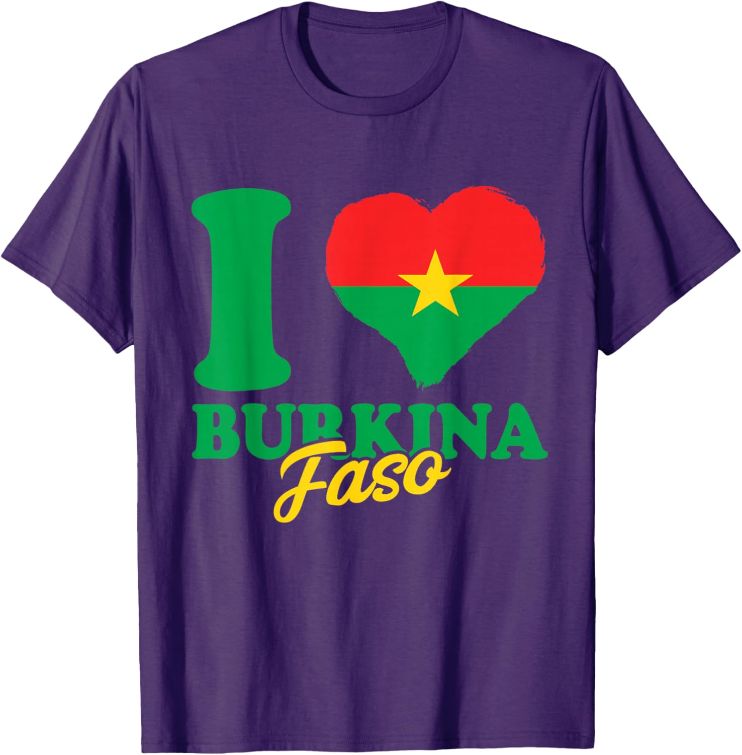 I Love Burkina Faso Heart T-Shirt with Burkina Faso Flag Design - 12