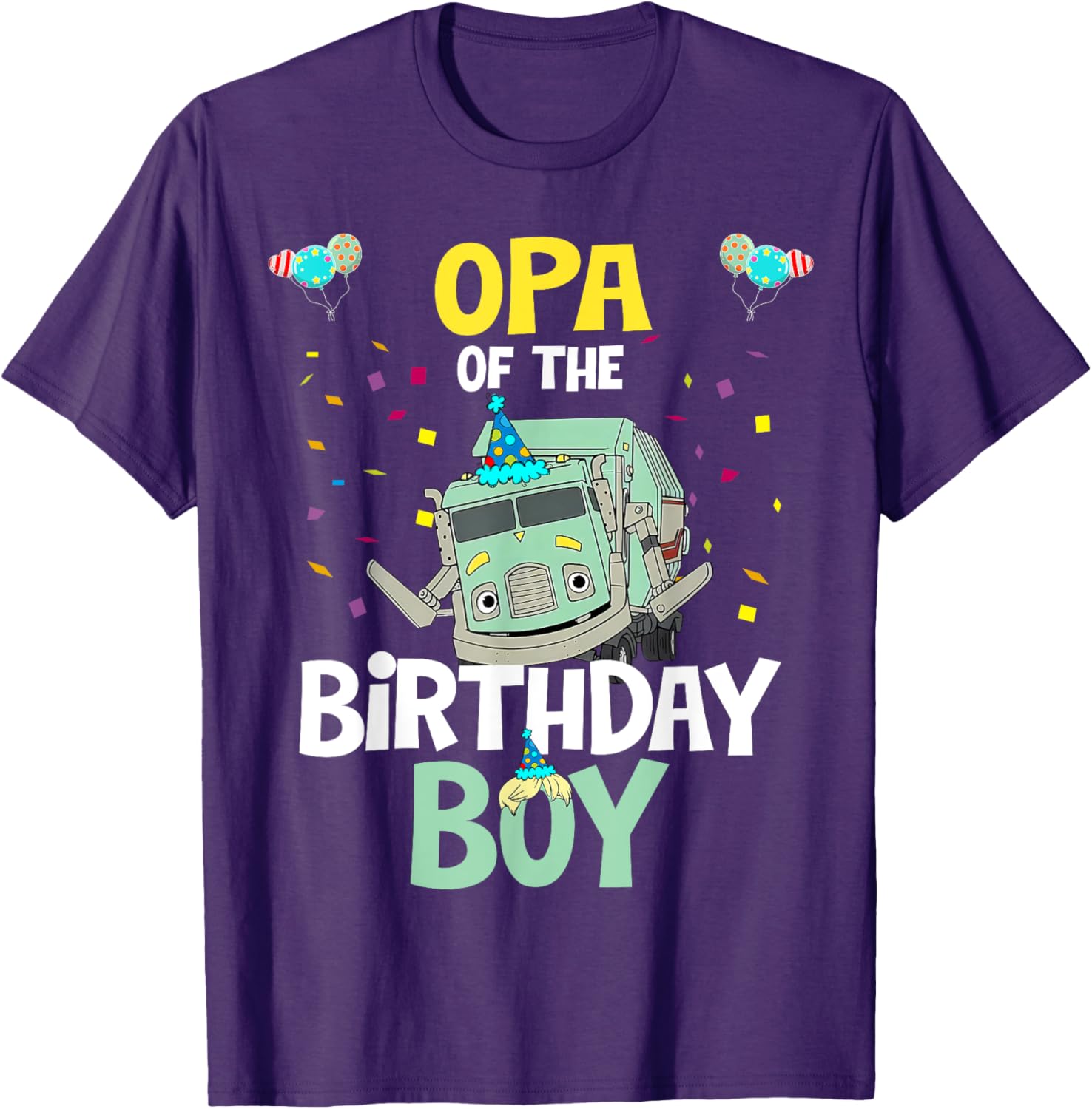Opa Of The Birthday Boy Garbage Truck Recycling T-Shirt for Kids - 7