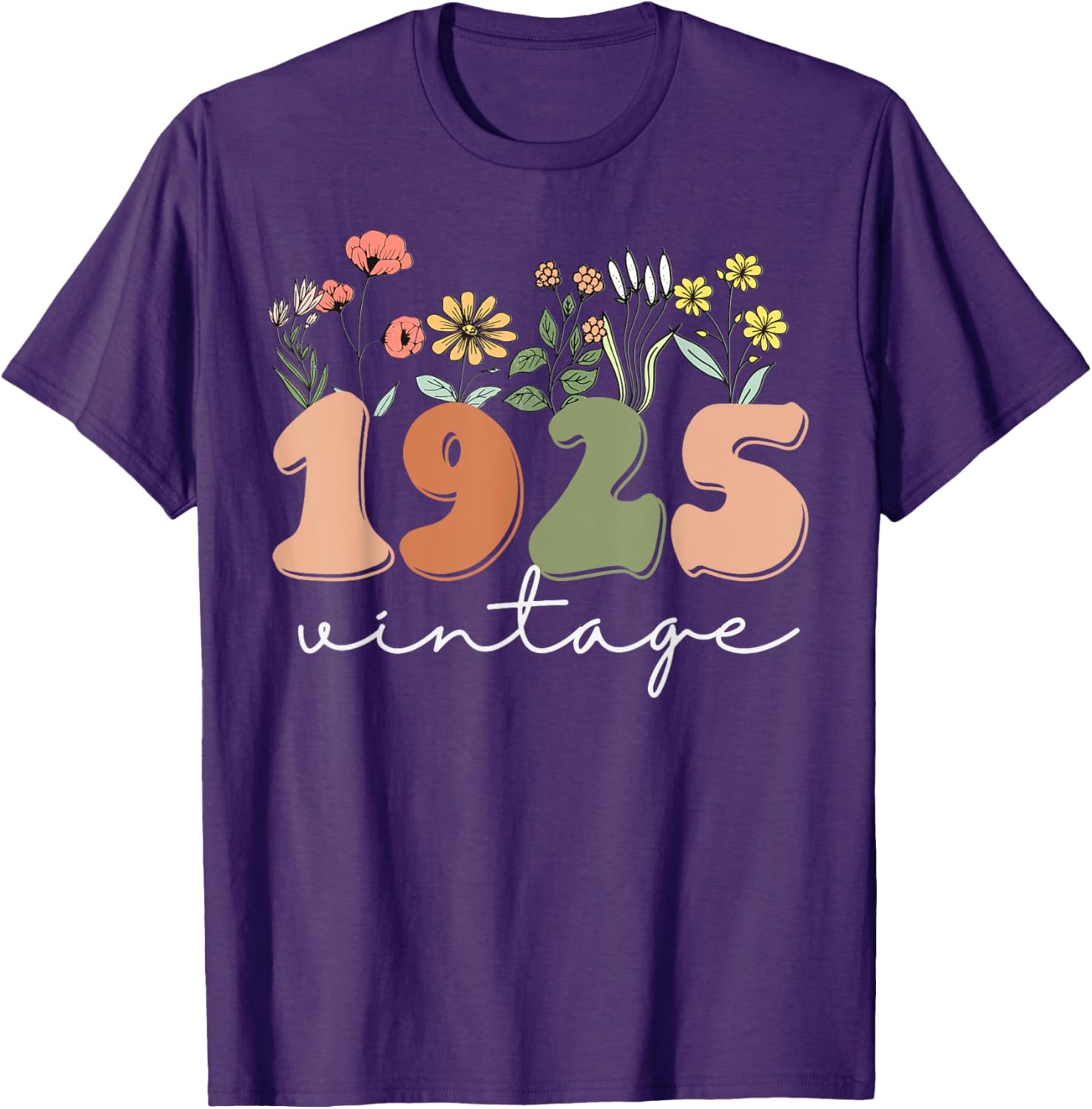 100 Years Old Vintage 1925 Wildflower Women's 100th Birthday T-Shirt - 16
