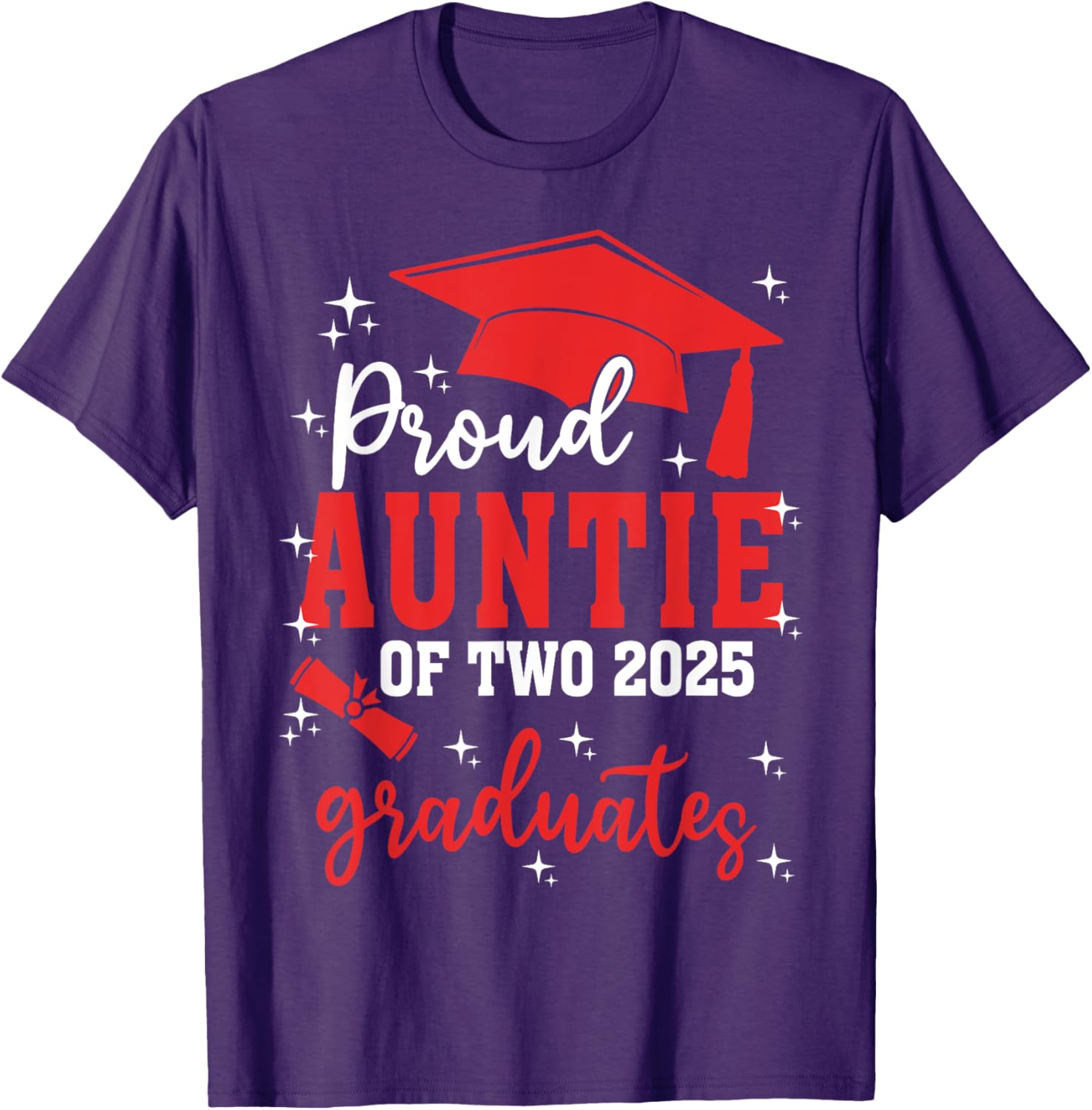 Proud Auntie of Twins Class of 2025 Graduation T-Shirt for Celebrations - 2