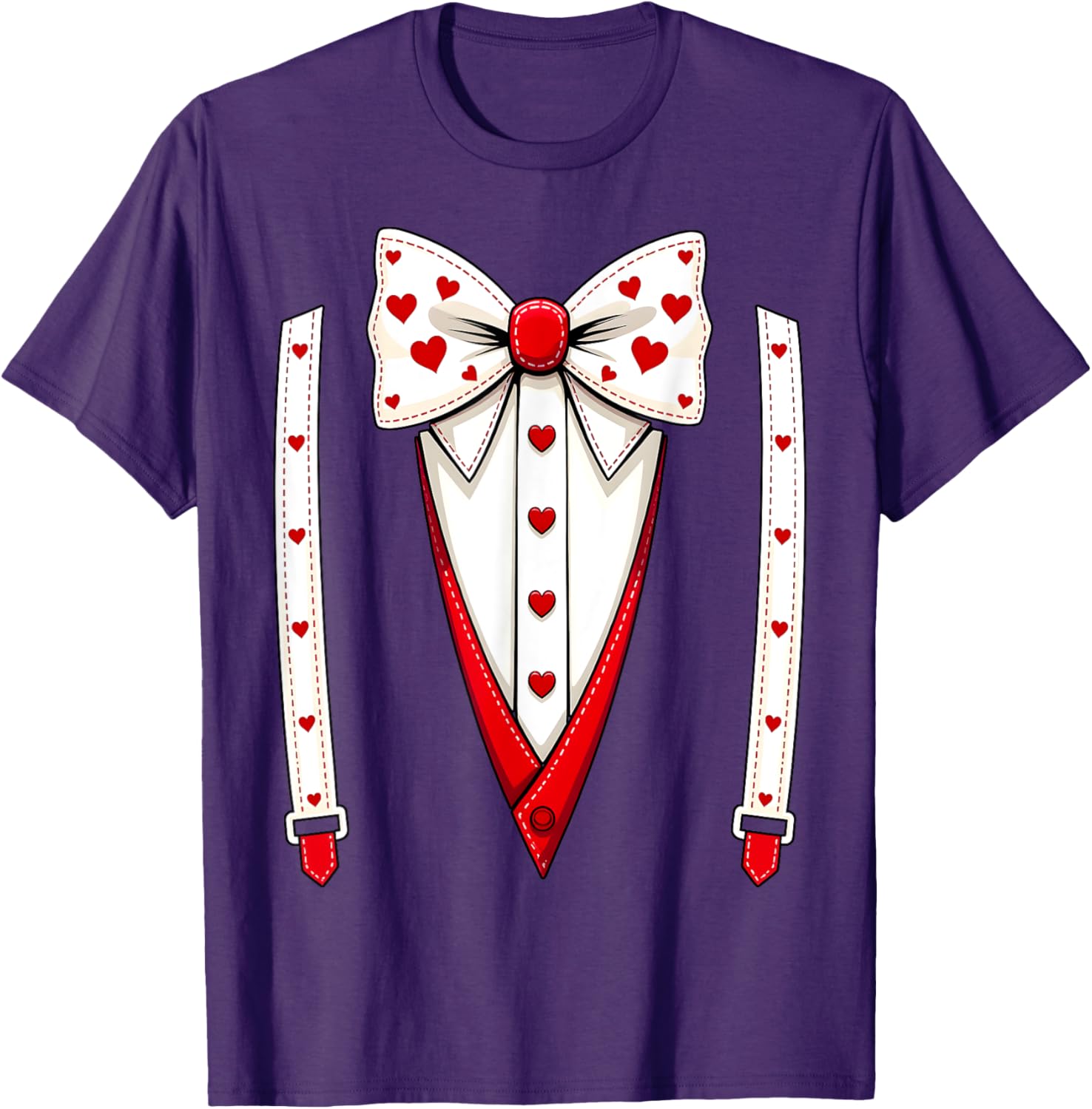 Hearts Bow Tie Suspenders Valentine Costume Kids T-Shirt for Boys - 16
