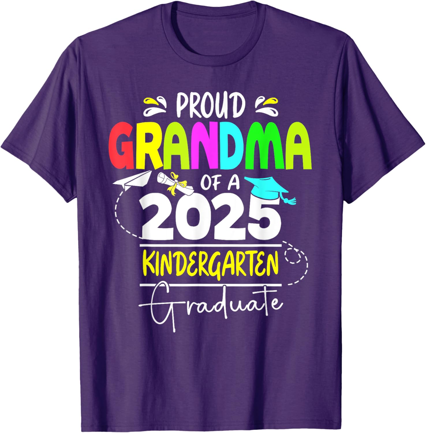 Proud Grandma 2025 Kindergarten Graduate T-Shirt for Celebrating Success - 12
