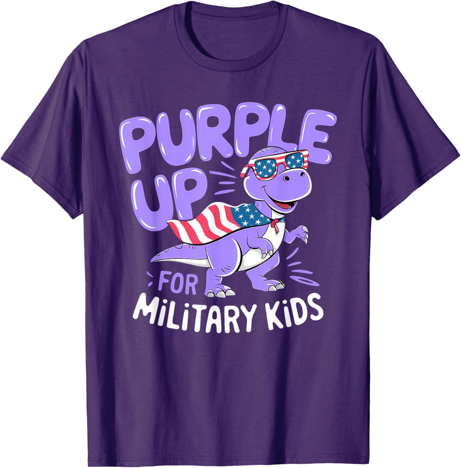 Purple Up Military Kids Dinosaur T-Shirt for Military Child Month - 2