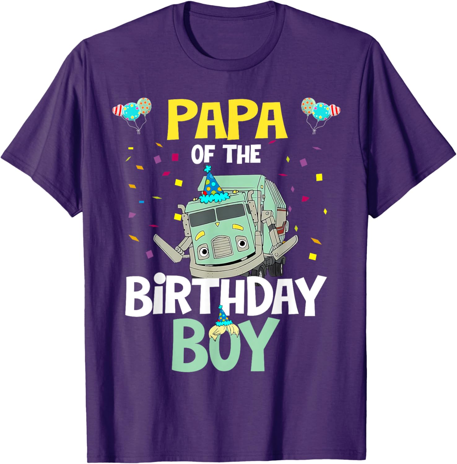 Papa Of The Birthday Boy Garbage Truck Recycling Trash T-Shirt Gift - 14