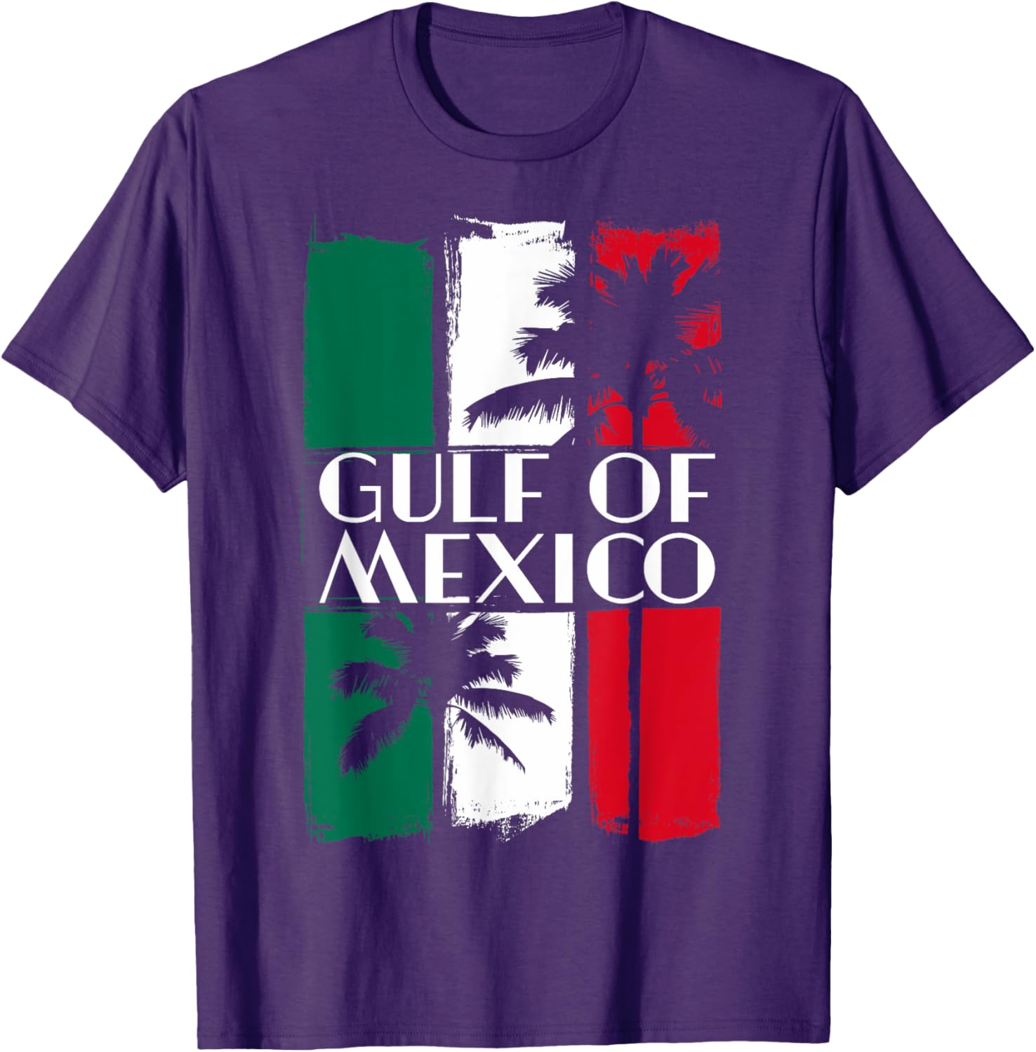 Gulf of Mexico T-Shirt with Mexican Flag Colors and Palm Trees - 22