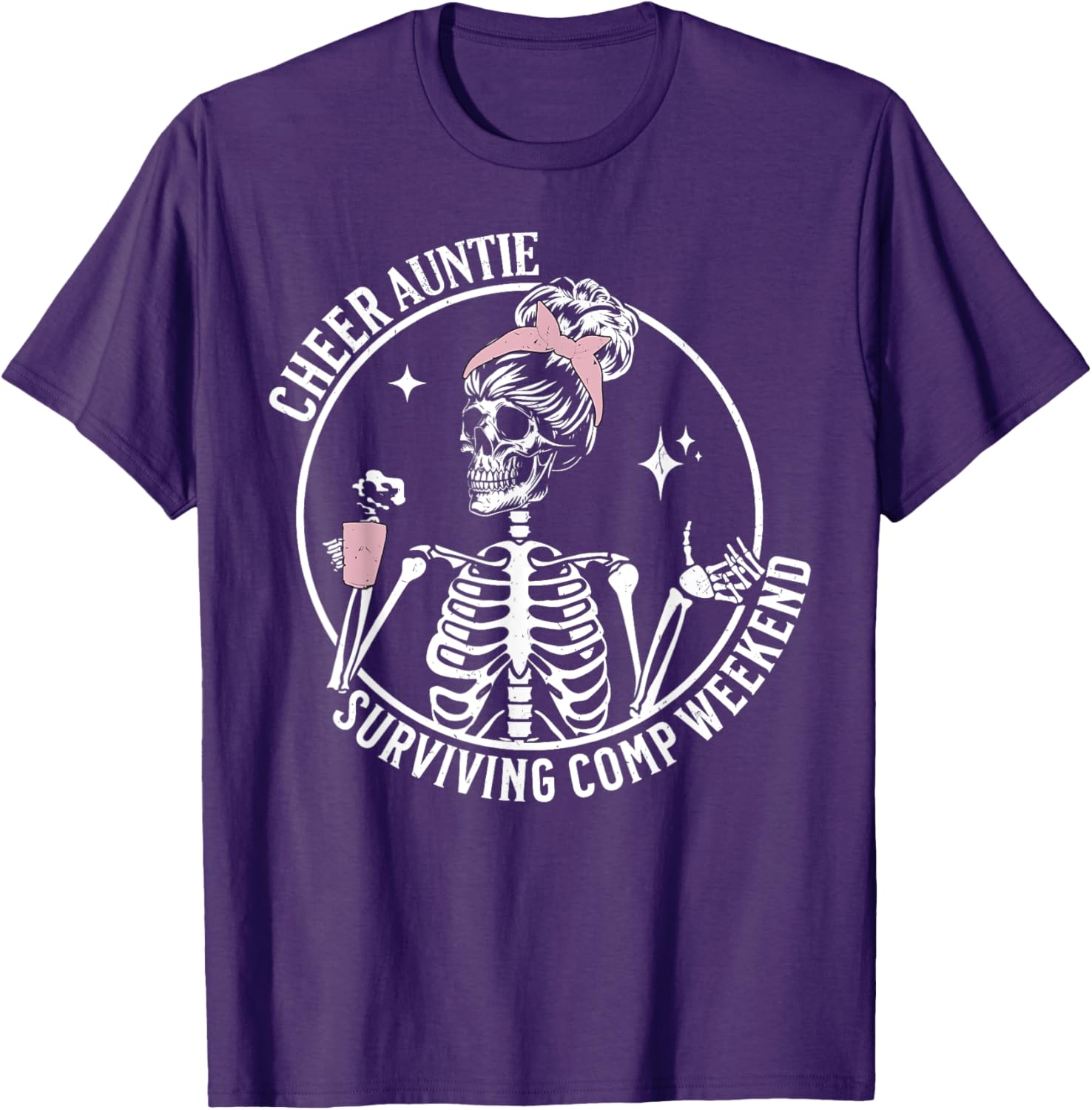 Skeleton Coffee Cheer Auntie T-Shirt for Weekend Fun and Style - 13