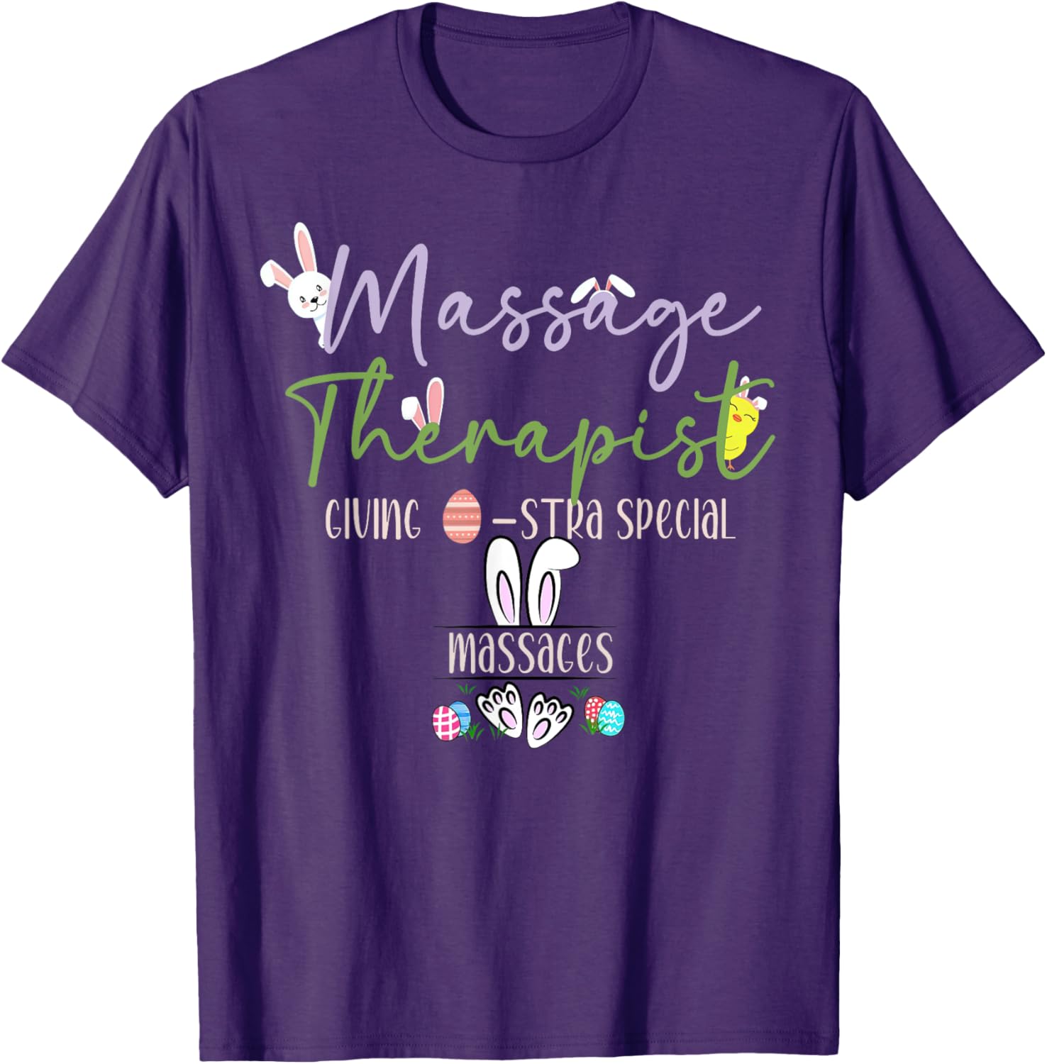 Cute Easter Bunny Massage Therapist T-Shirt for LMTs and Masseuses - 17