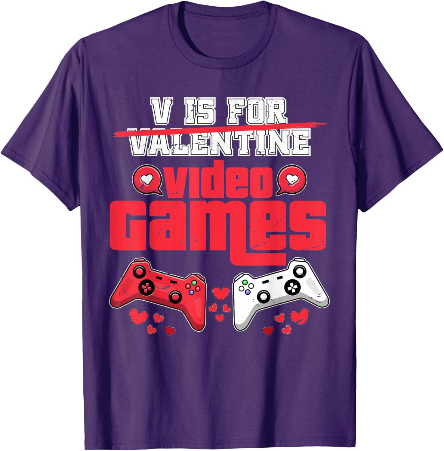 V Is For Video Games Men's Valentine's Day T-Shirt for Gamers - 12