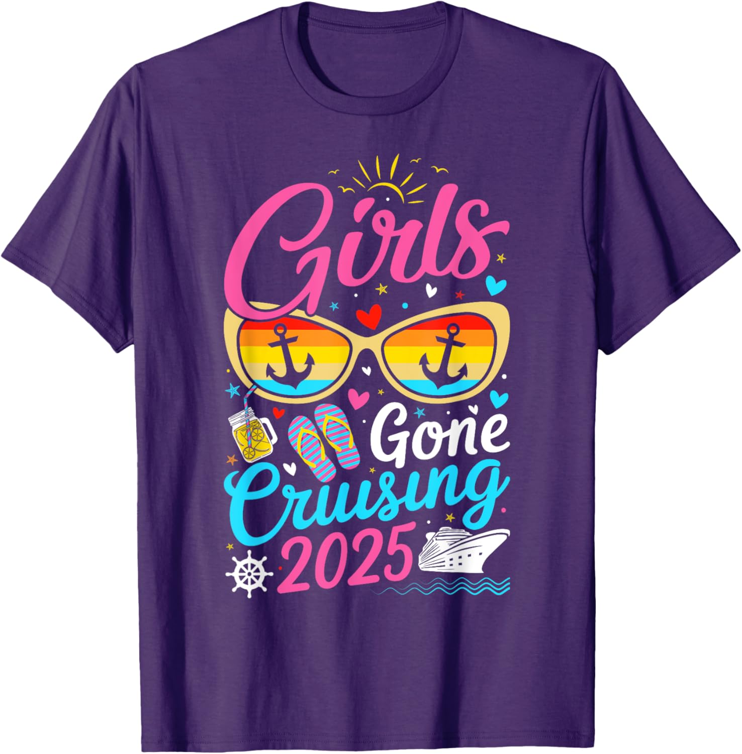 Girls Gone Cruising Vacation 2025 Party Cruise T-Shirt for Fun Adventures - 12