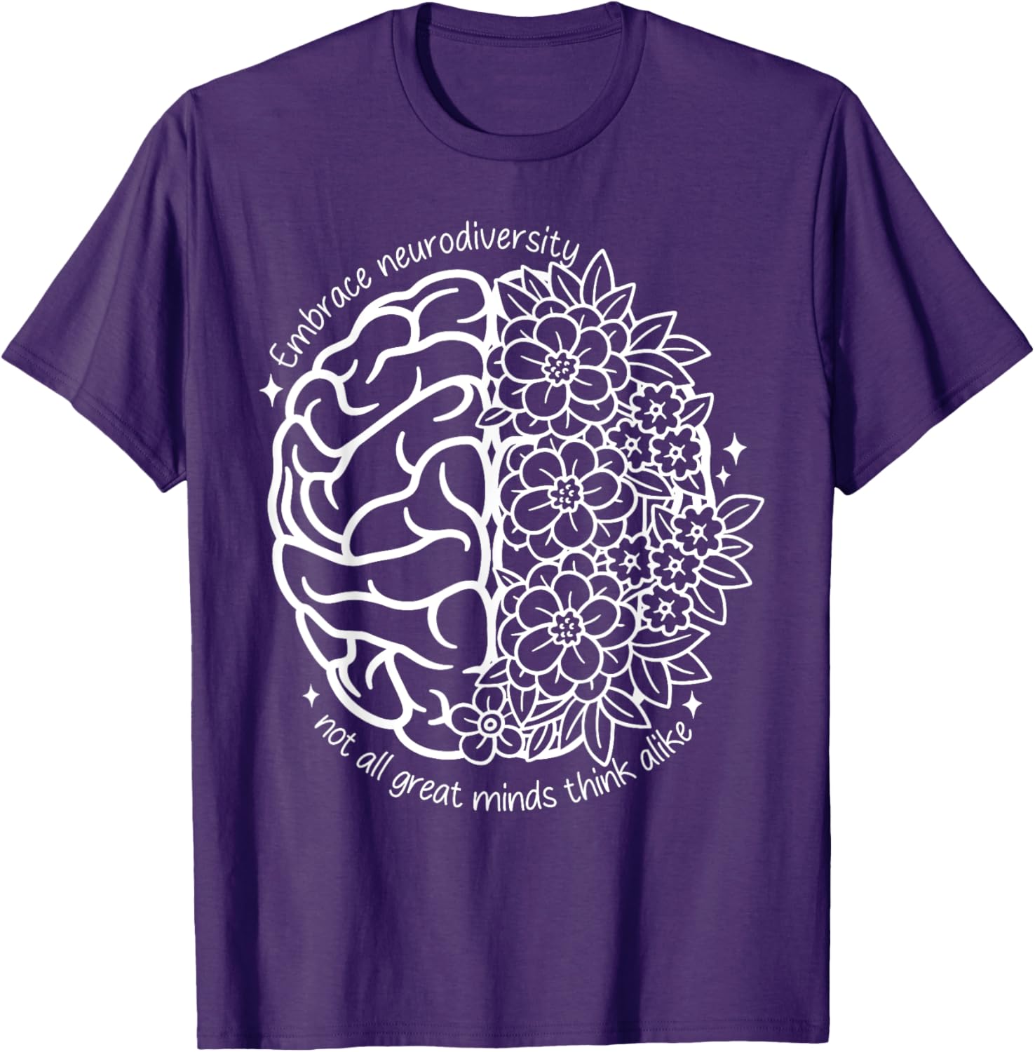 Embrace Neurodiversity Autism Awareness Brain Flower Support T-Shirt - 4