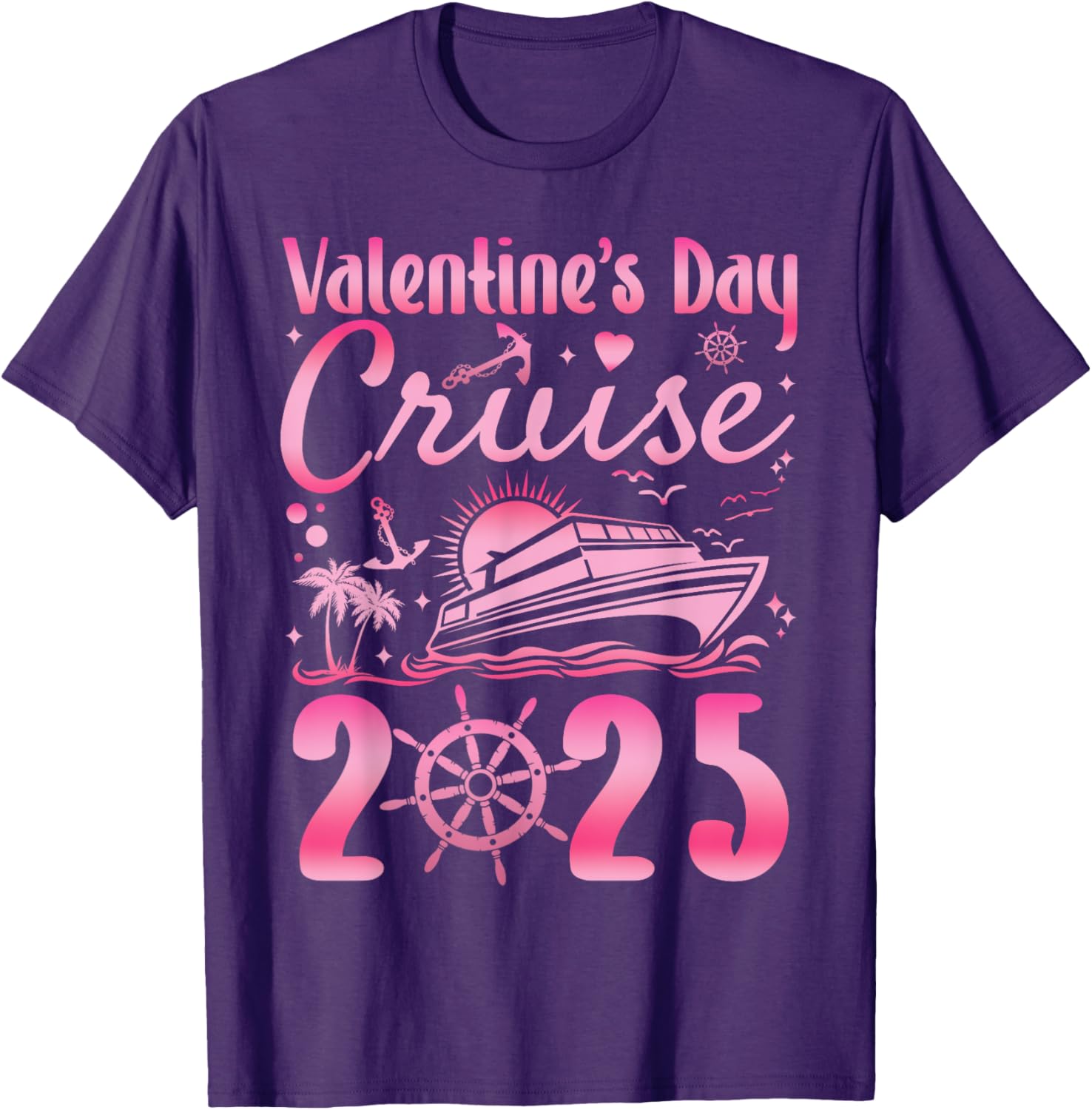 Romantic Valentine's Day Couples Family Cruise T-Shirt 2025 Getaway - 7