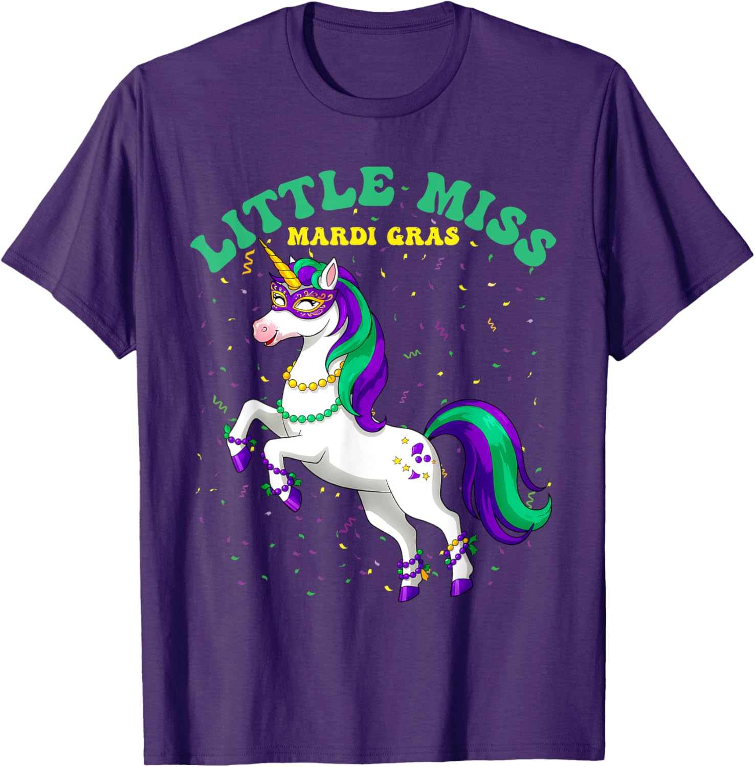 Little Miss Mardi Gras Unicorn T-Shirt for Women and Girls - 9