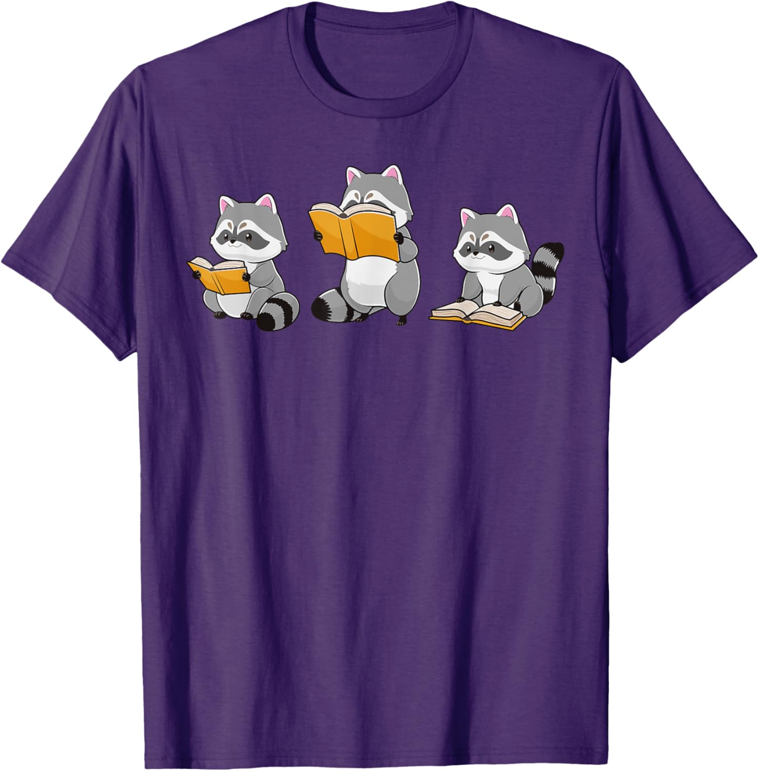 Cute Raccoon Reading Books T-Shirt for Book Lovers and Bookworms - 12
