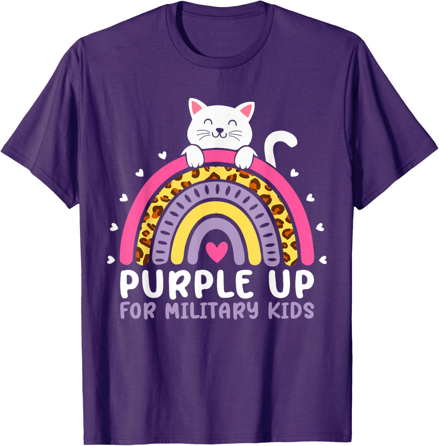 Purple Up Military Kids Month Rainbow T-Shirt for Proud Military Families - 1