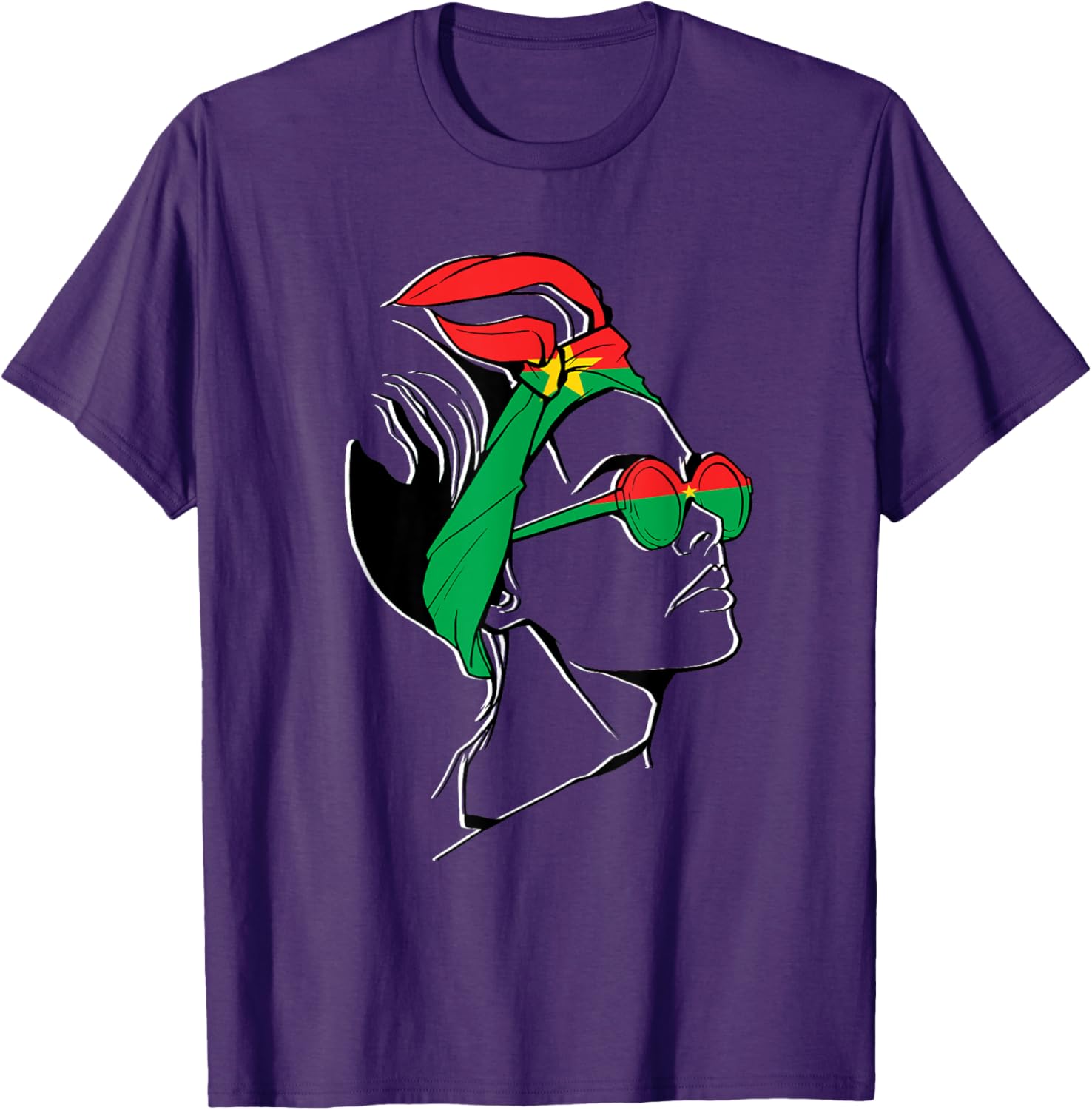 Burkina Faso Pride T-Shirt with Headscarf Design for Women - 22