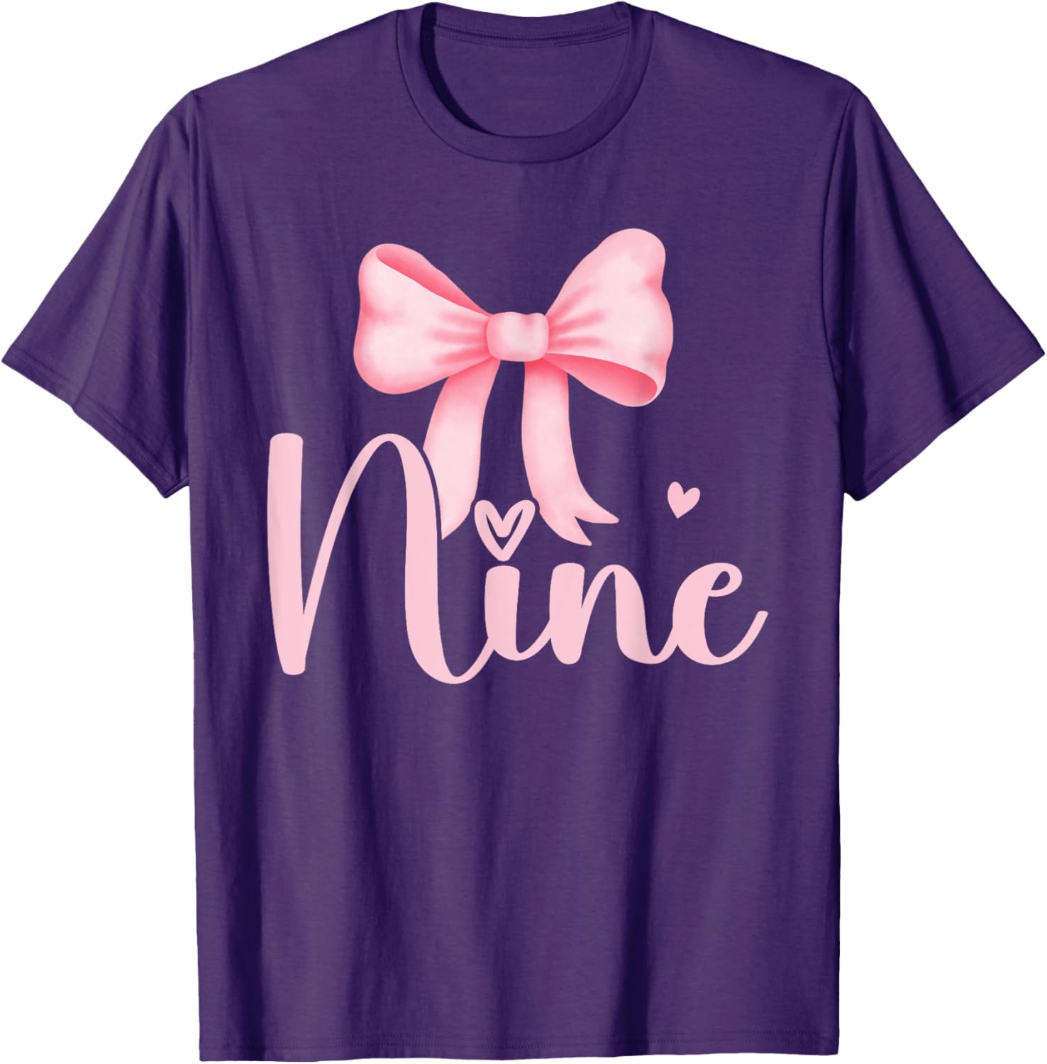 Adorable Birthday Girl Pink Coquette Bow T-Shirt for 9 Year Olds - 3