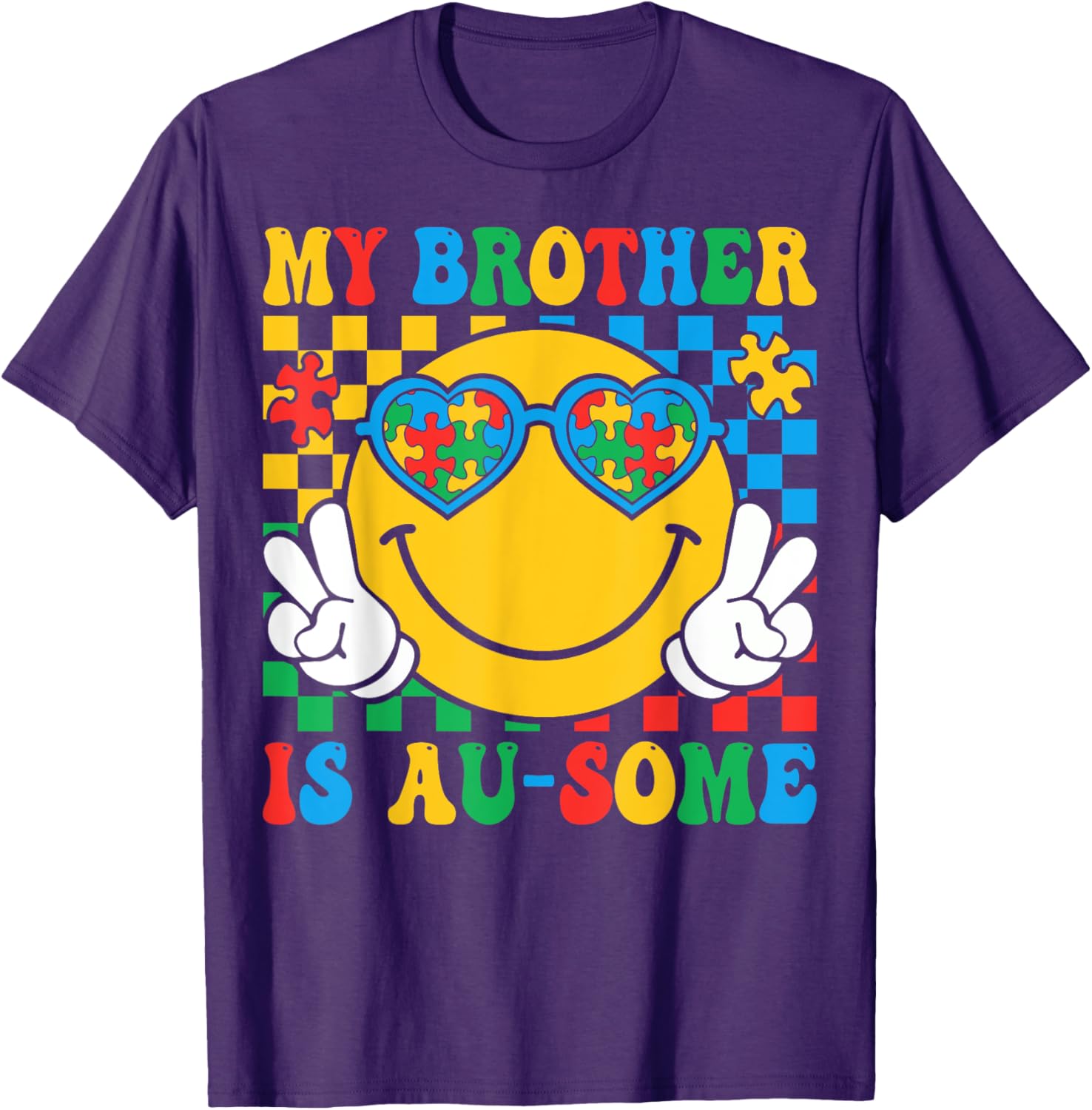 My Brother Is Awesome Autism Awareness T-Shirt for Sisters and Kids - 4