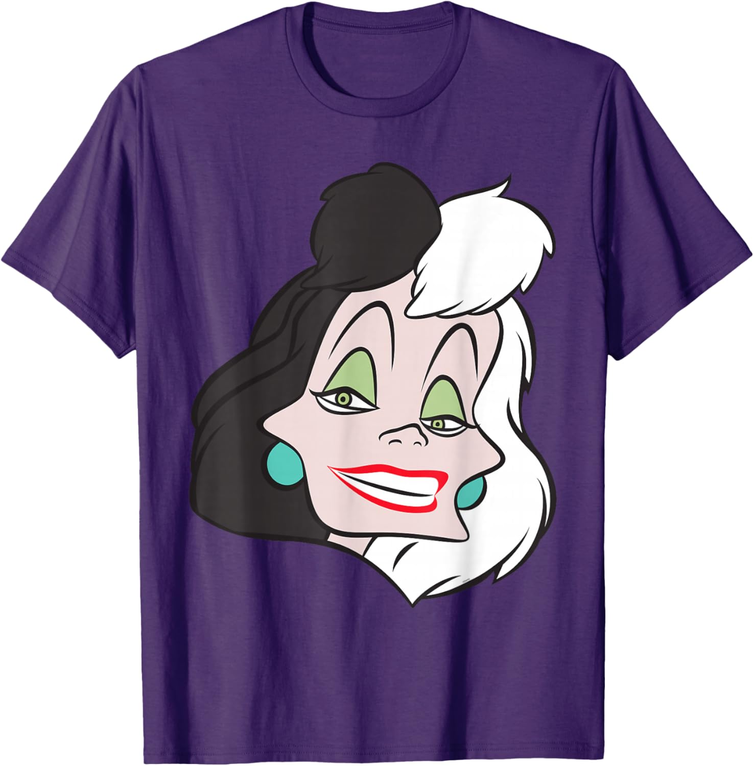 Fashionable Cruella De Vil Big Face T-Shirt for Disney Villains Fans - 5
