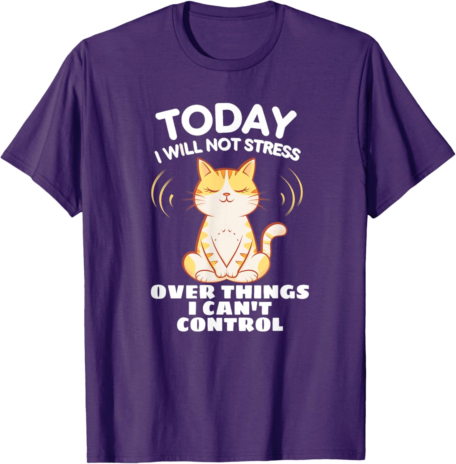 Today I Will Not Stress Yoga Cat T-Shirt for Relaxation and Peace - 11