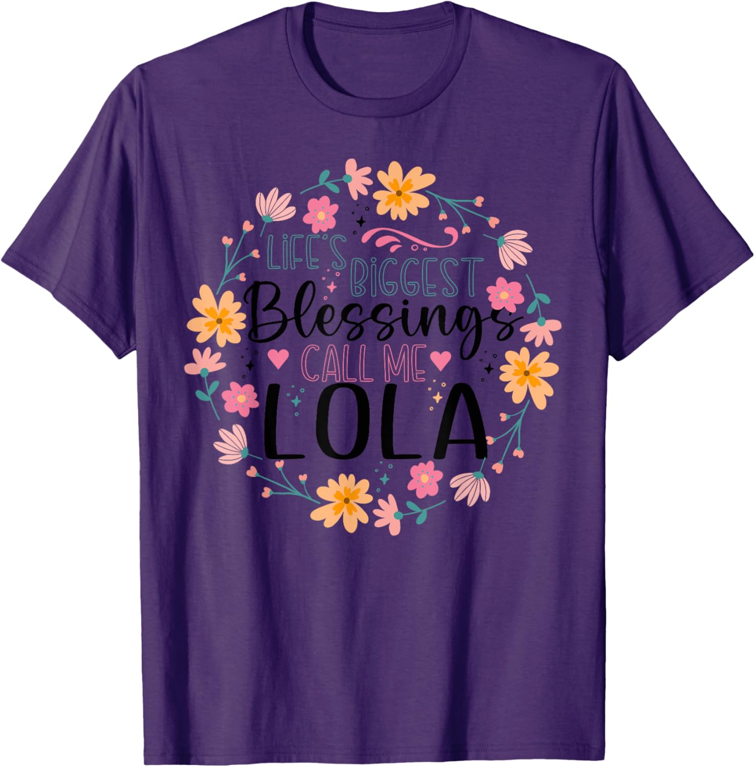 Floral Grandma T-Shirt Life's Greatest Blessings Call Me Lola Gift Idea - 16
