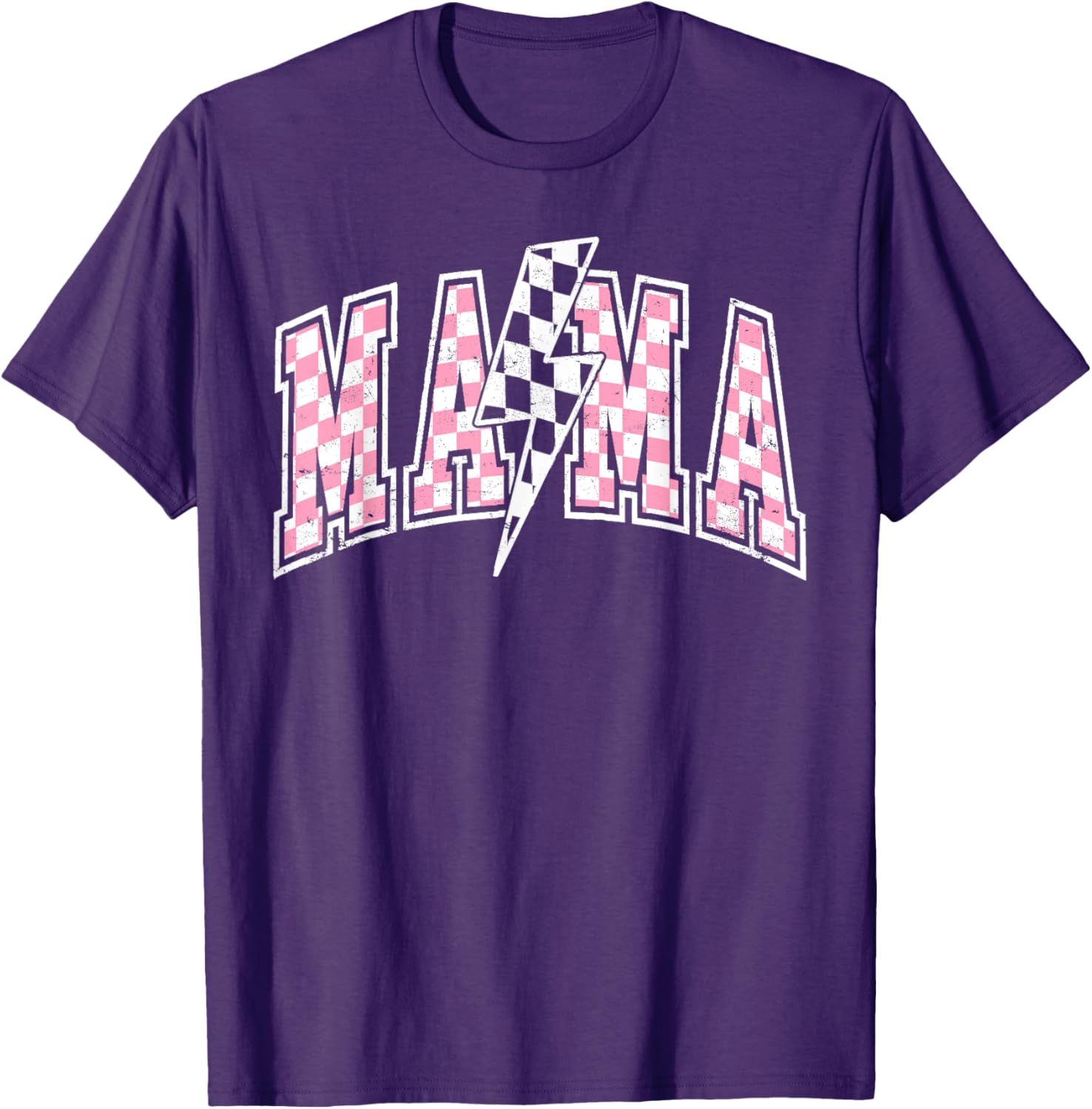 Mama Lightning Bolt Checkered Mom T-Shirt for Stylish Moms - 23