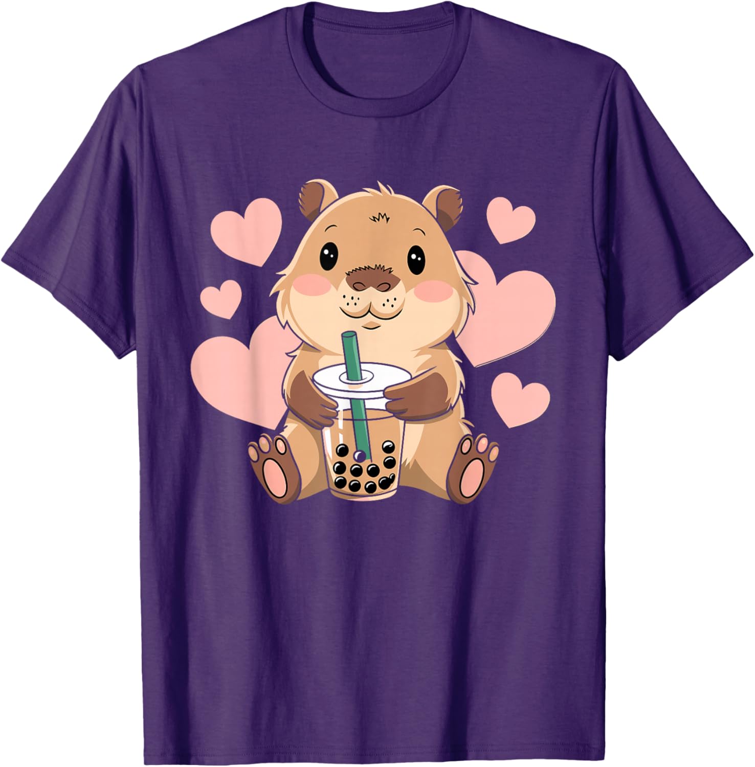 Cute Capybara Boba Tea T-Shirt for Women, Teens, and Kids - 6