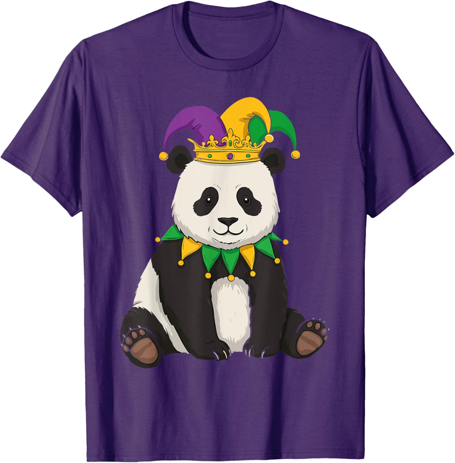 Funny Panda Mardi Gras Jester Hat Tee Cute Gift T-Shirt for All Ages - 10