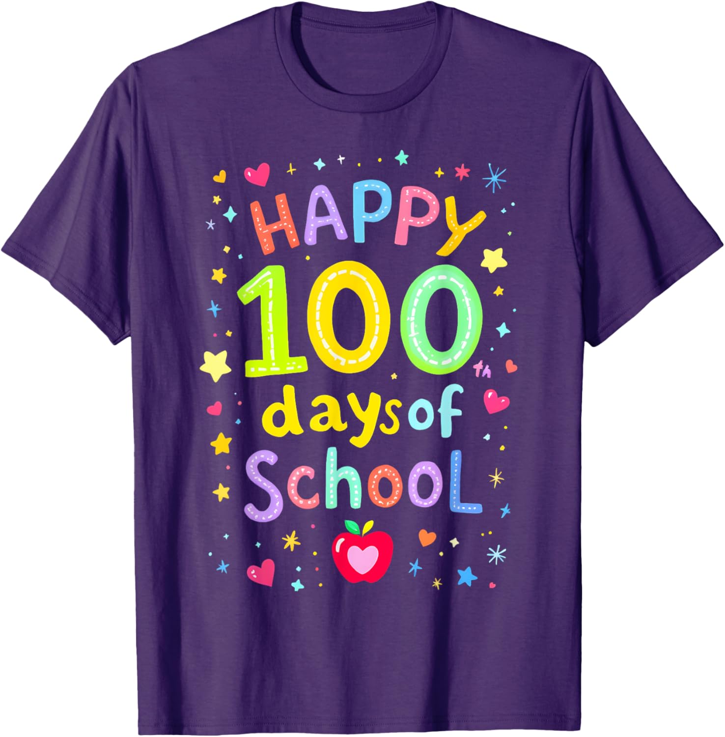 Happy 100 Days of School T-Shirt for Teachers and Students - 1