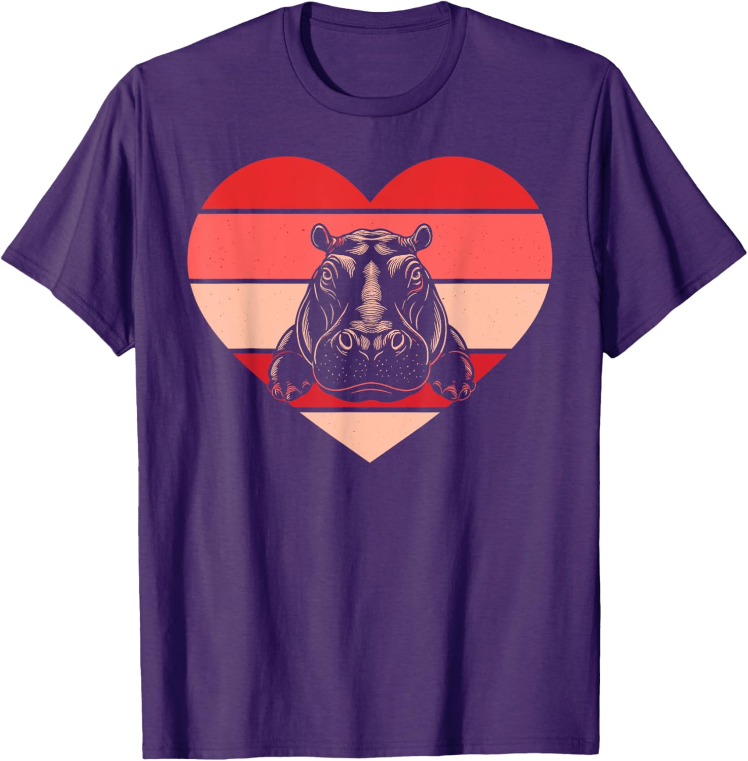 Retro Heart Hippo Vintage Valentine T-Shirt for Women, Men, and Kids - 2