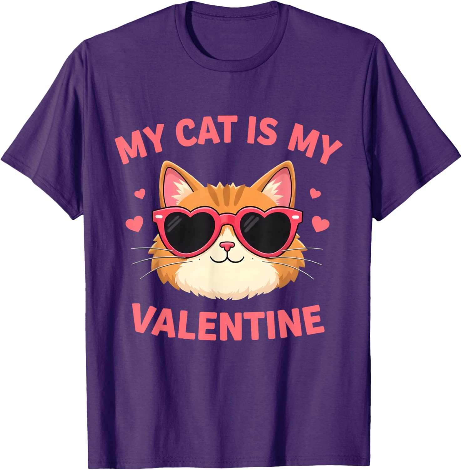 Cute Cat Lover Valentine's Day T-Shirt with Hearts for Cat Owners - 6