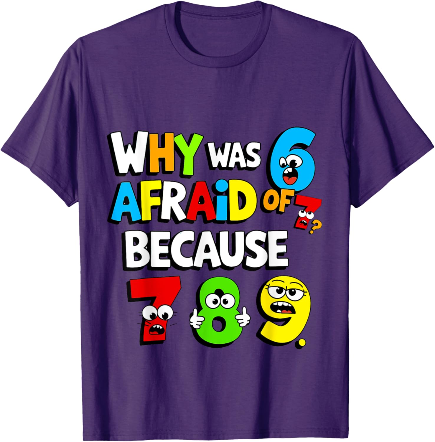 Funny Math Day T-Shirt Kids Why Was 6 Afraid of 7 Costume - 5