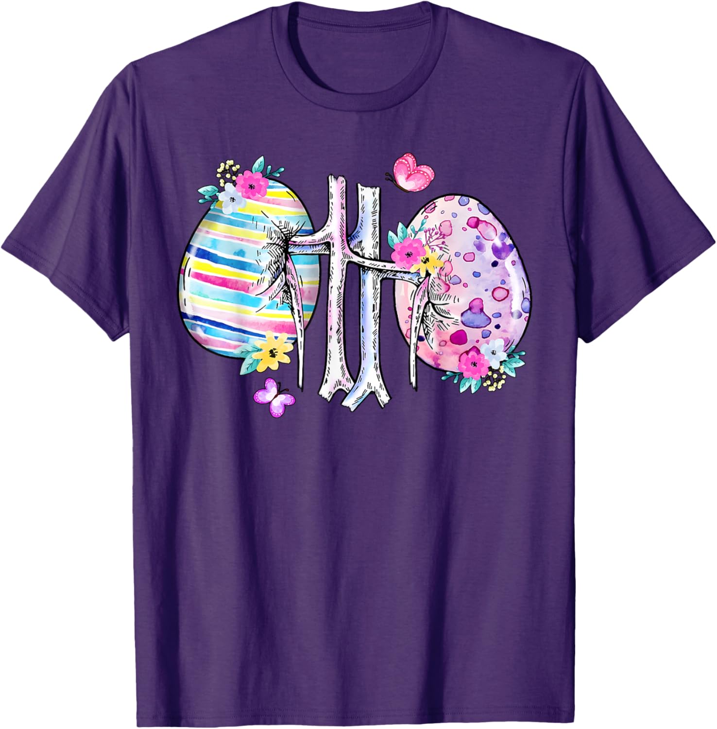 Floral Kidney Easter Egg T-Shirt for Dialysis Nurses and Technicians - 8