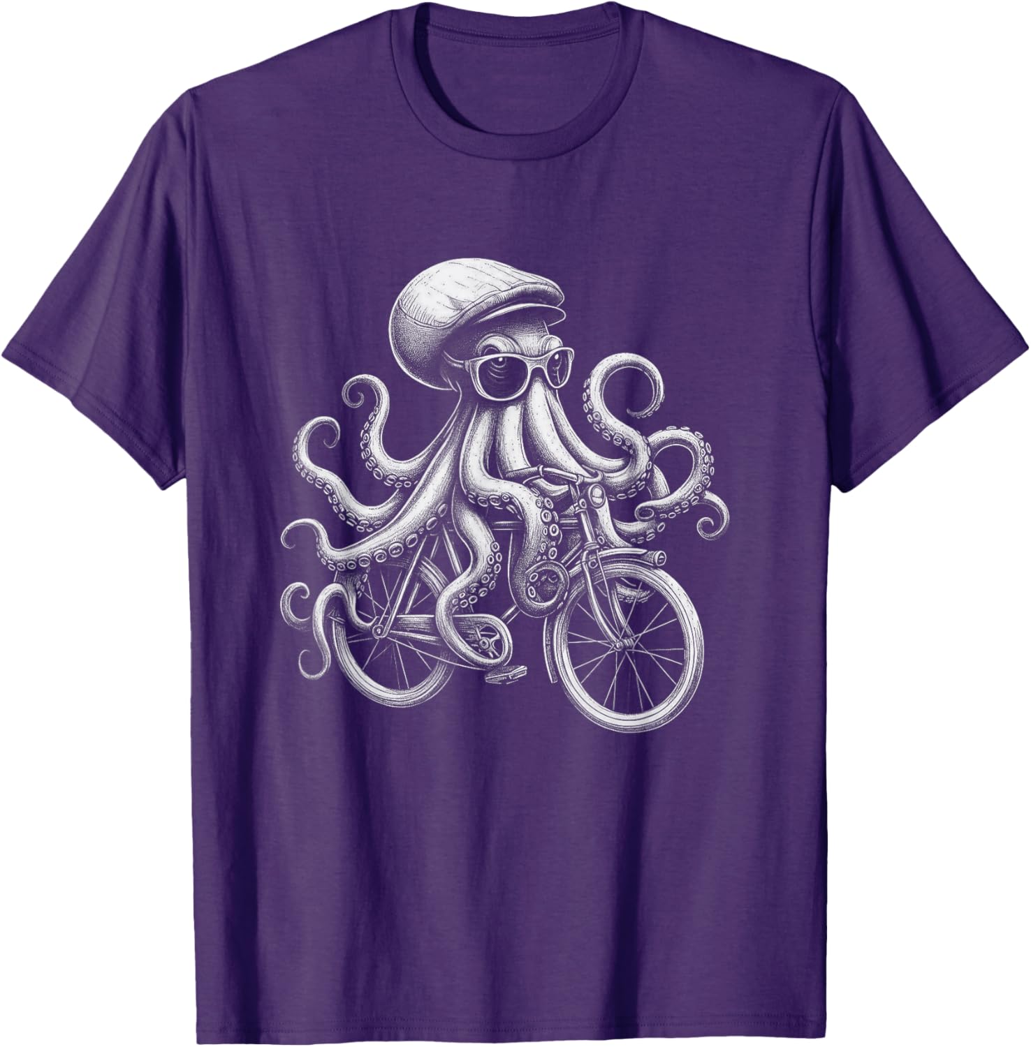 Cool Octopus Riding Bicycle T-Shirt Fun and Unique Graphic Tee for Everyone - 5