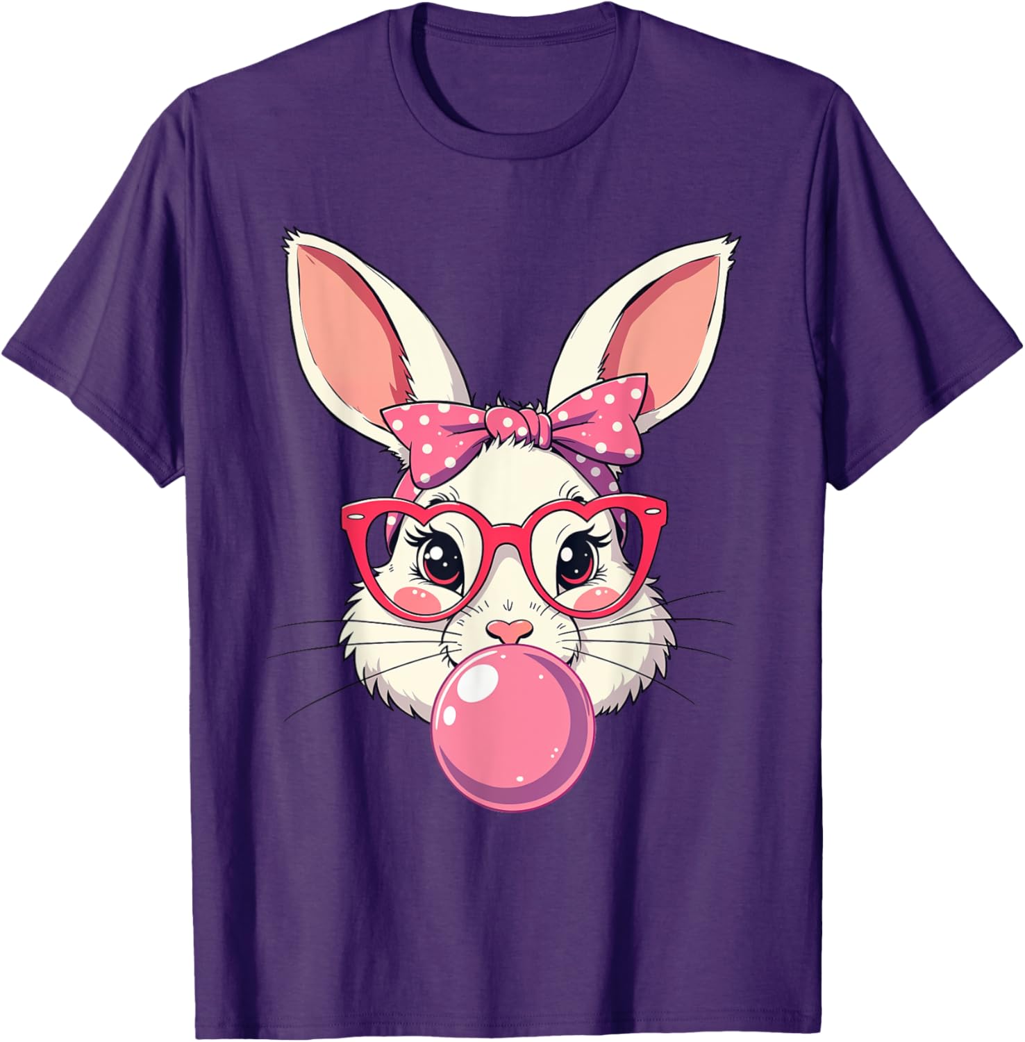 Cute Bunny Face Bow T-Shirt for Easter Fun - Kids and Adults Available - 2