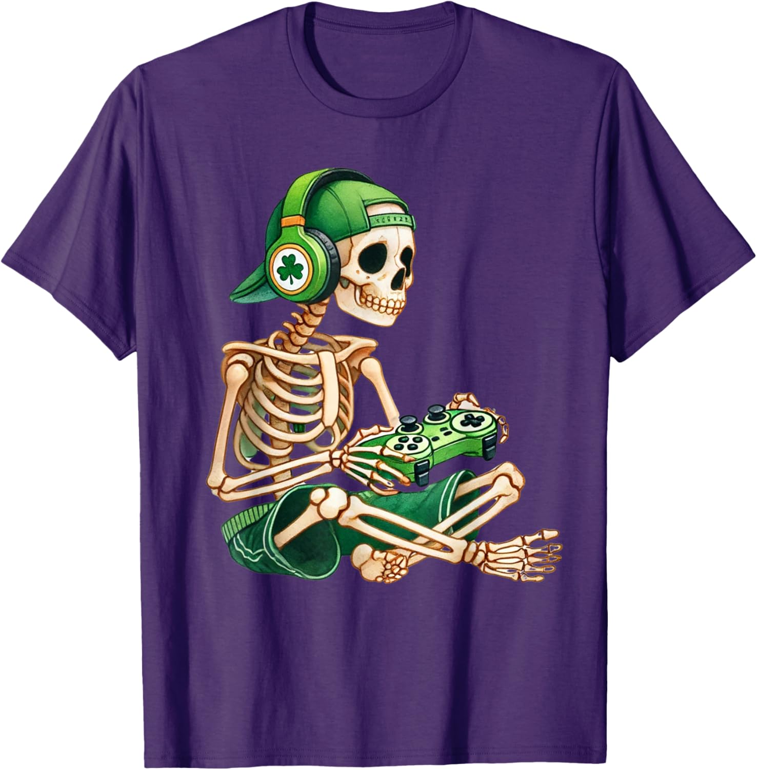 St Patricks Day Skeleton Leprechaun Gamer T-Shirt for Boys - 19