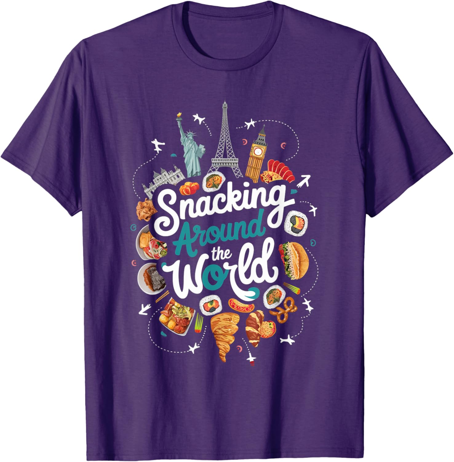 Snacking Around The World T-Shirt for Food Lovers in Travel Style - 8