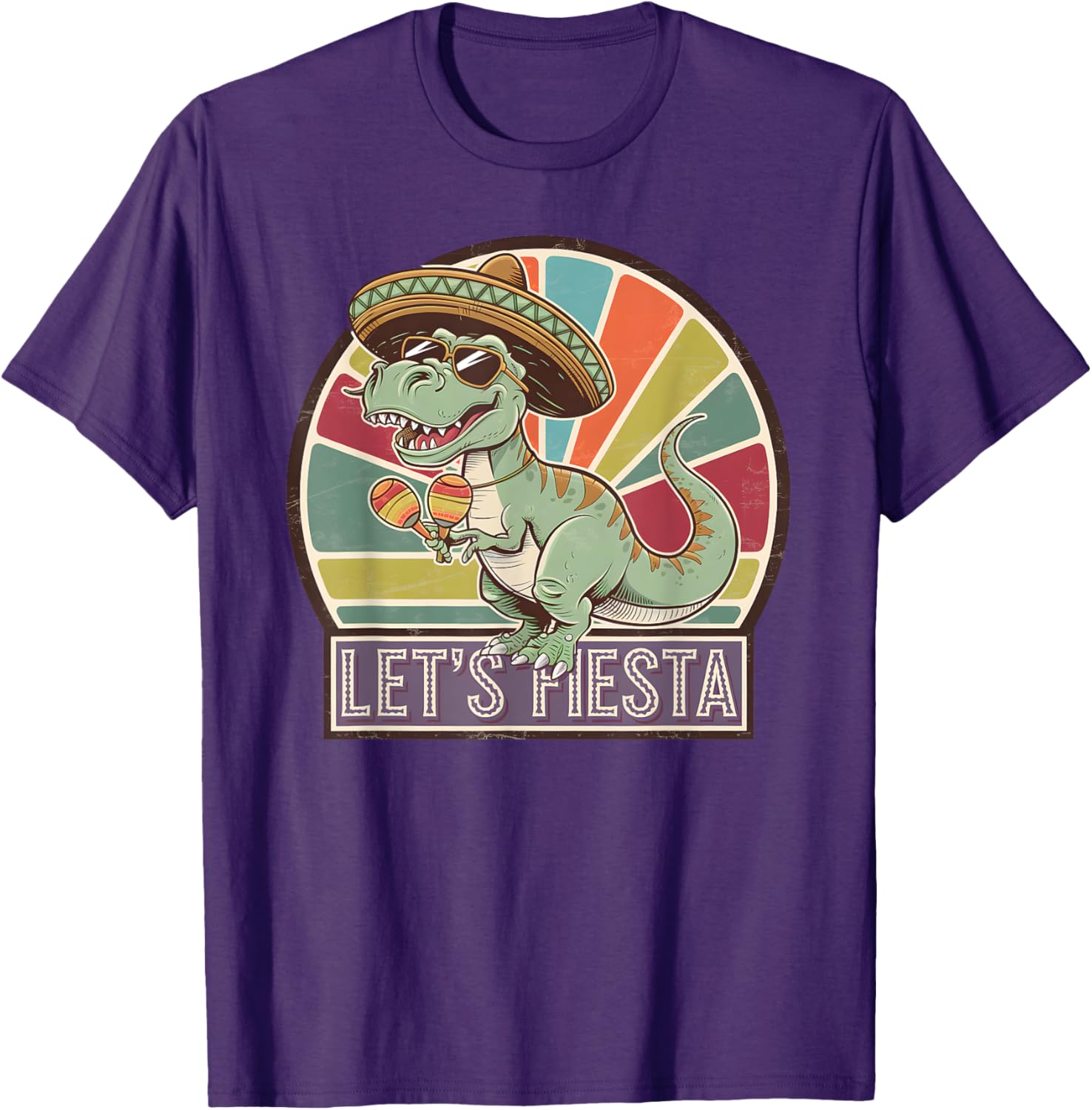 Lets Fiesta Mexican Dino T-Rex Cinco de Mayo Toddler Boys T-Shirt - 12
