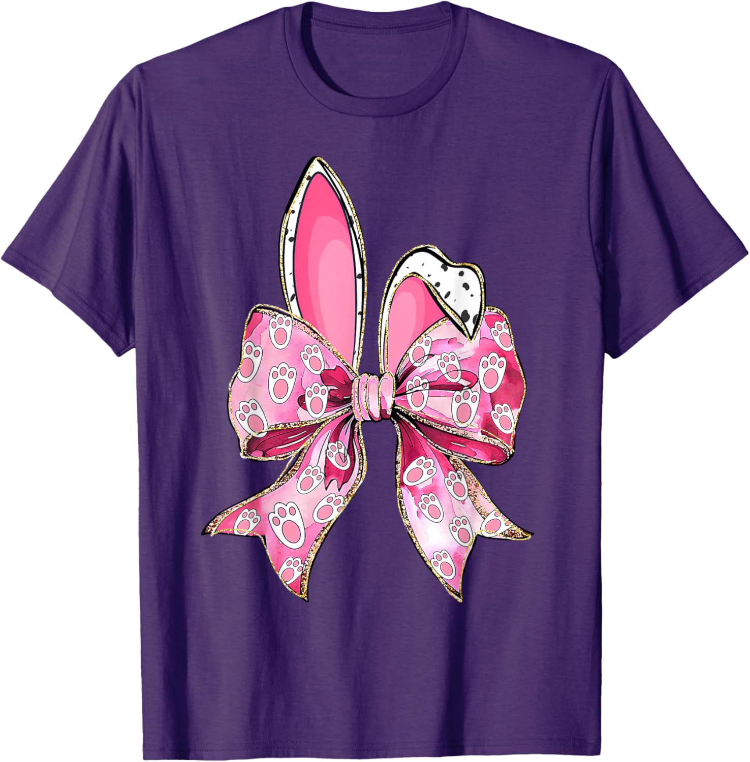 Happy Easter Bunny Coquette Bow Ears T-Shirt for Girls and Teens - 18