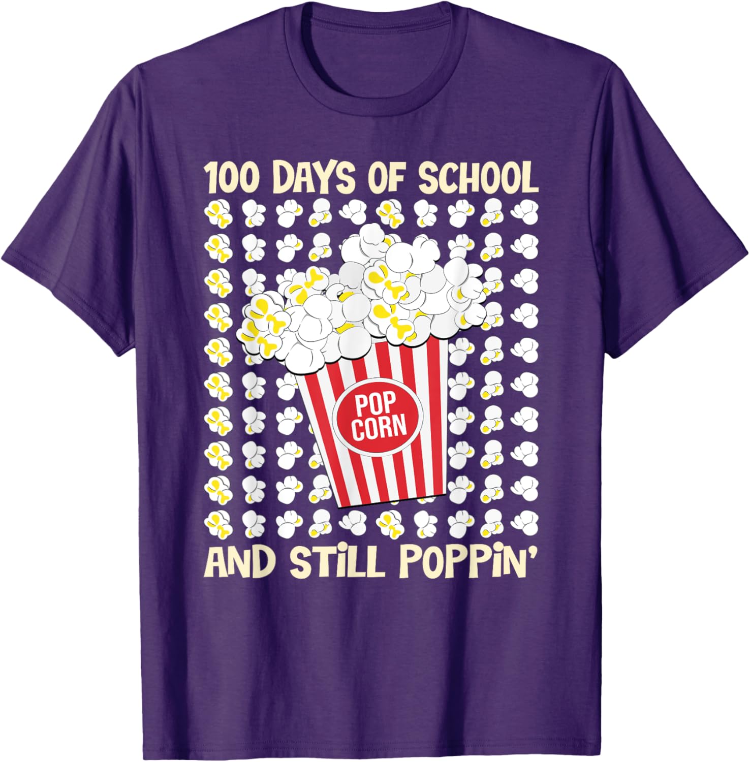 100 Days of School Loving Popcorn T-Shirt for Kids and Adults - 8