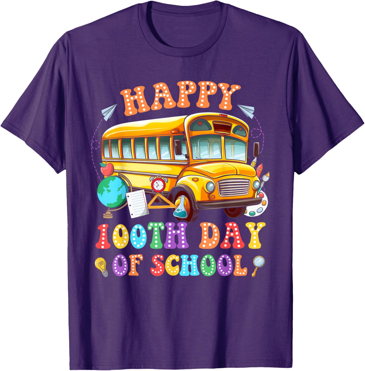 Happy 100th Day School Bus Driver Kids T-Shirt Fun School Celebration - 7