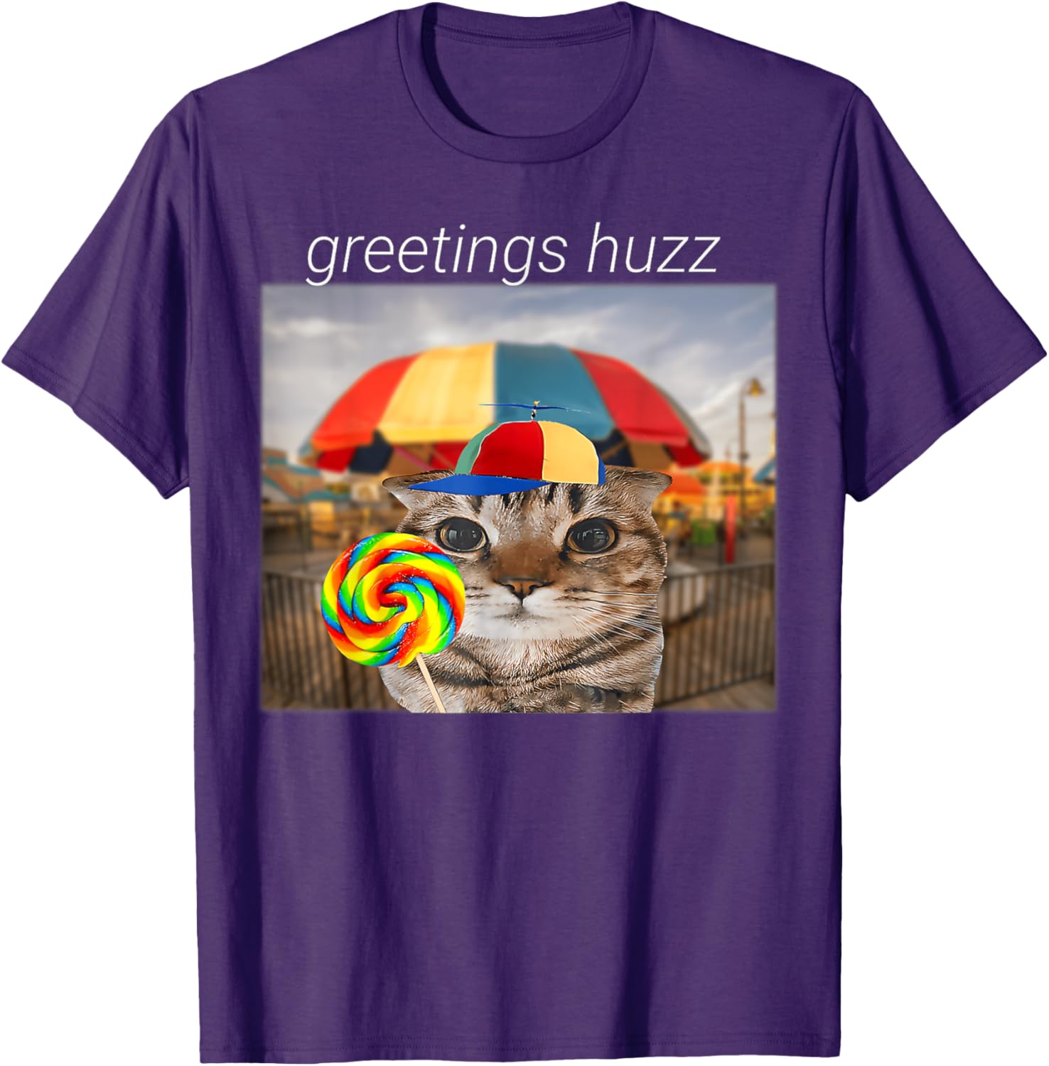 Funny Cat Huzz Meme T-Shirt for Men and Women - Cute Lollipop Design - 15