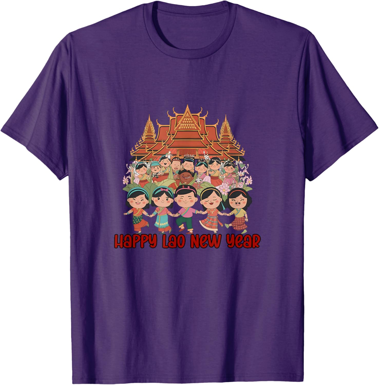 Laos Happy Lao New Year Temple T-Shirt for Celebrating Pi Mai Festival - 9