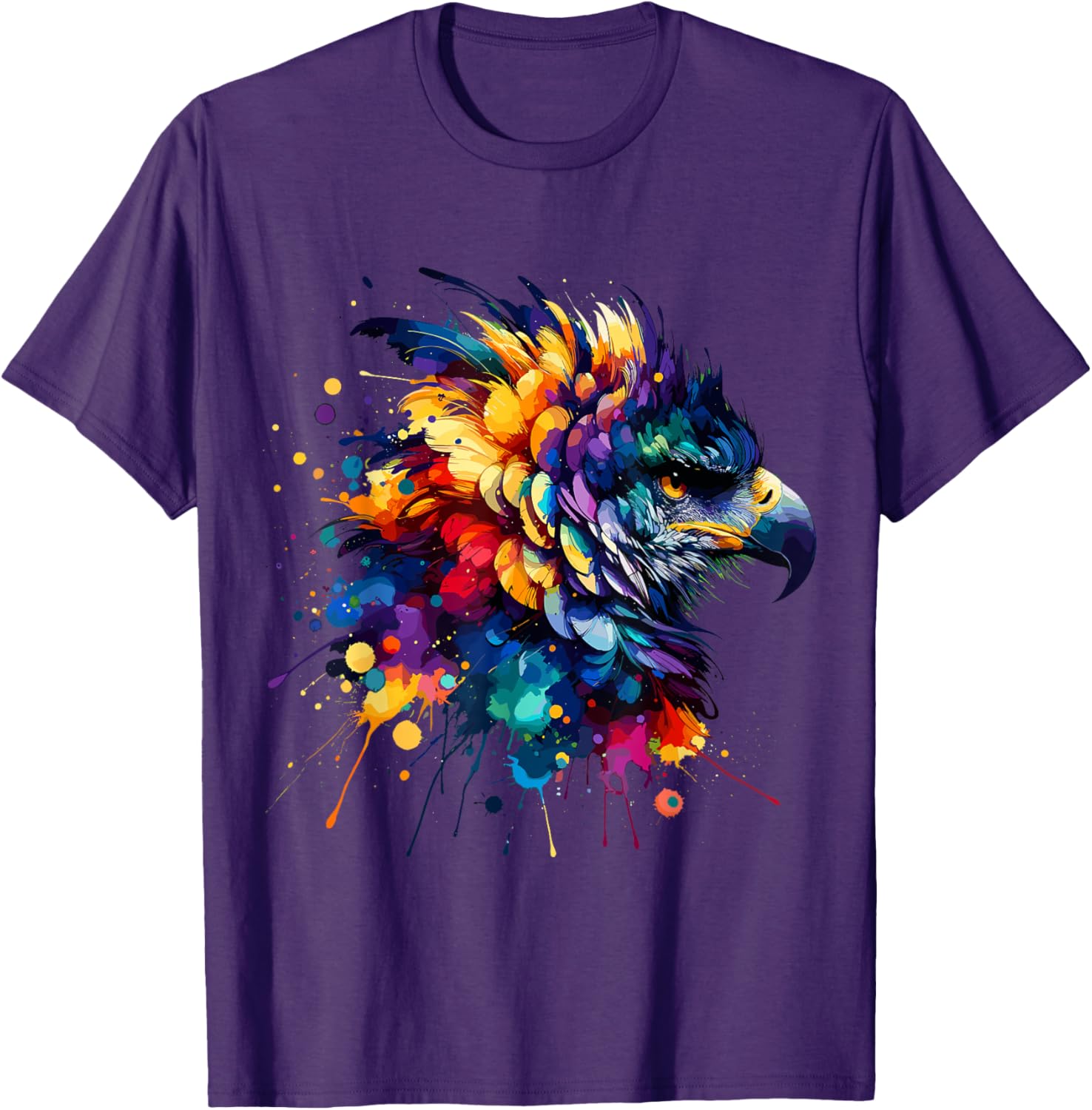 Colorful Harpy Eagle Splash Art T-Shirt for Nature Lovers and Wildlife Fans - 14