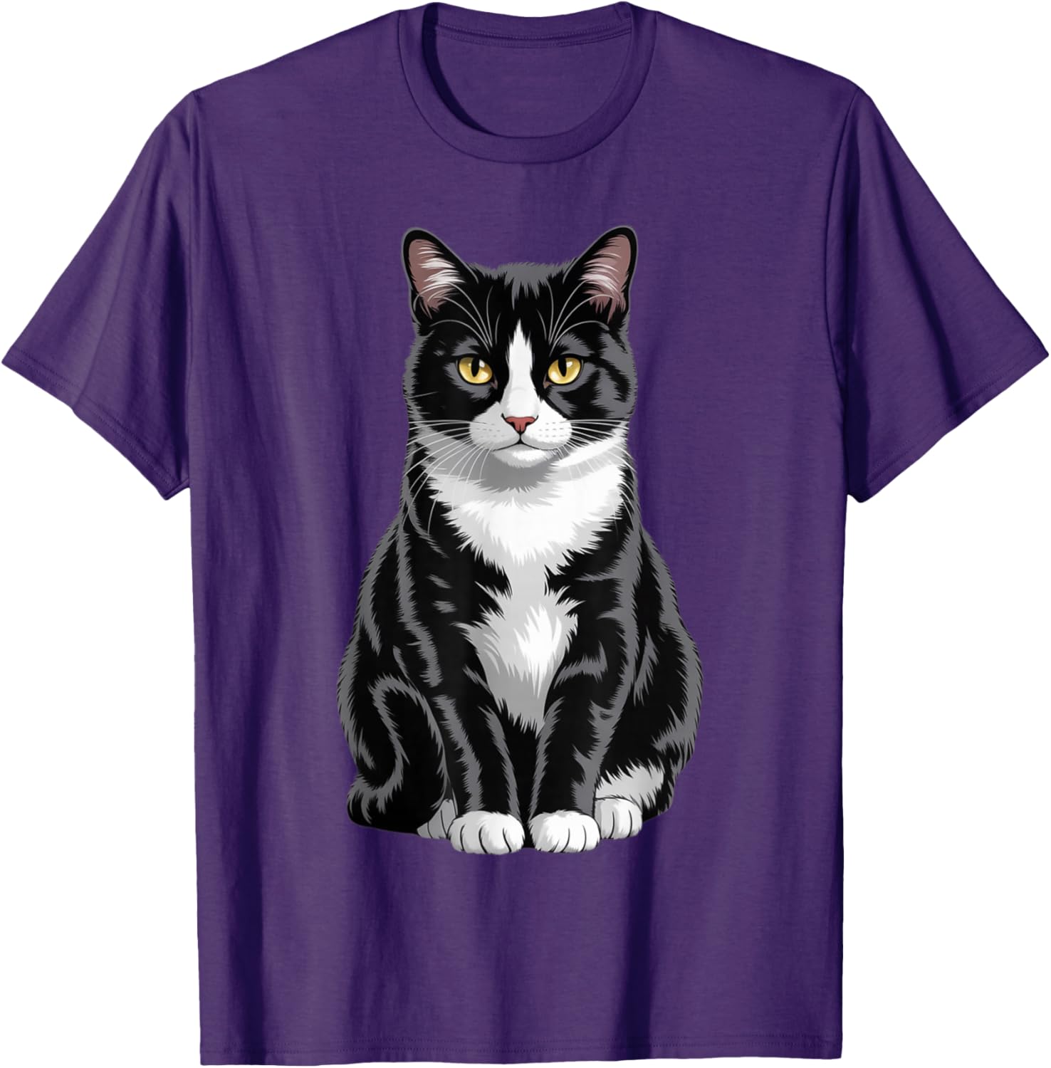 Majestic Tuxedo Cat Art T-Shirt for Cat Lovers - Unisex Kids and Adults - 28