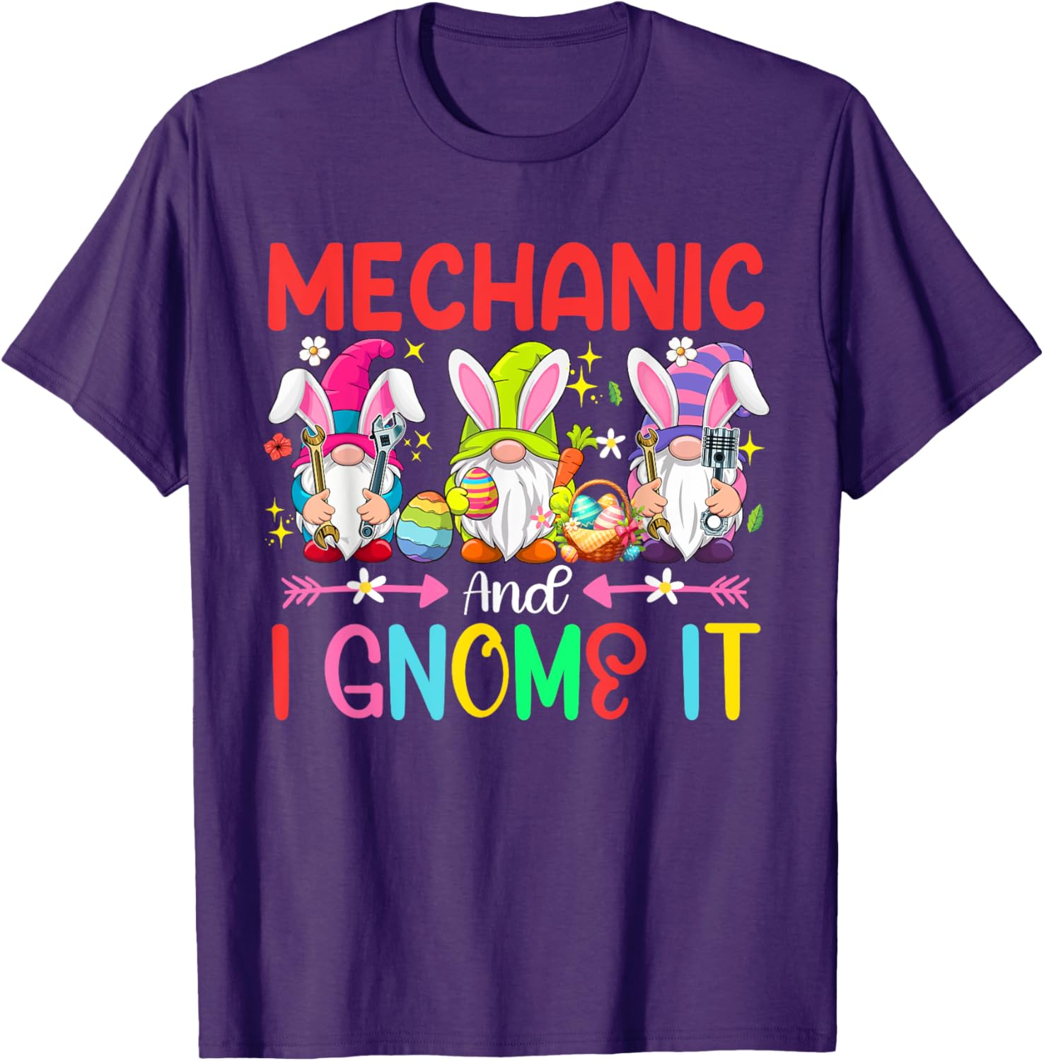 Funny Mechanic and Gnomes Easter Job Team T-Shirt for Gnome Lovers - 16